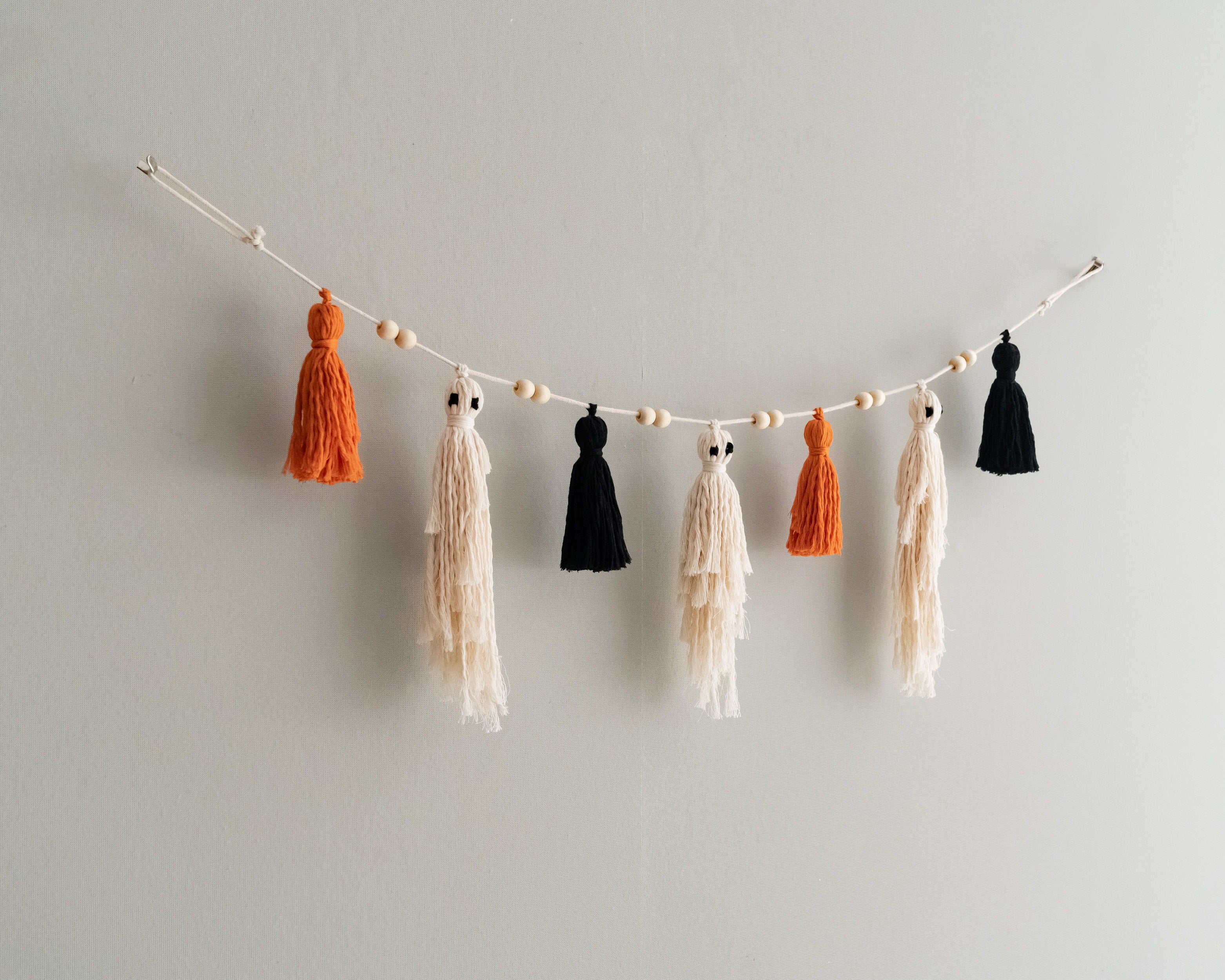 Boho Gothic Macrame Ghost Garland for Halloween Decor