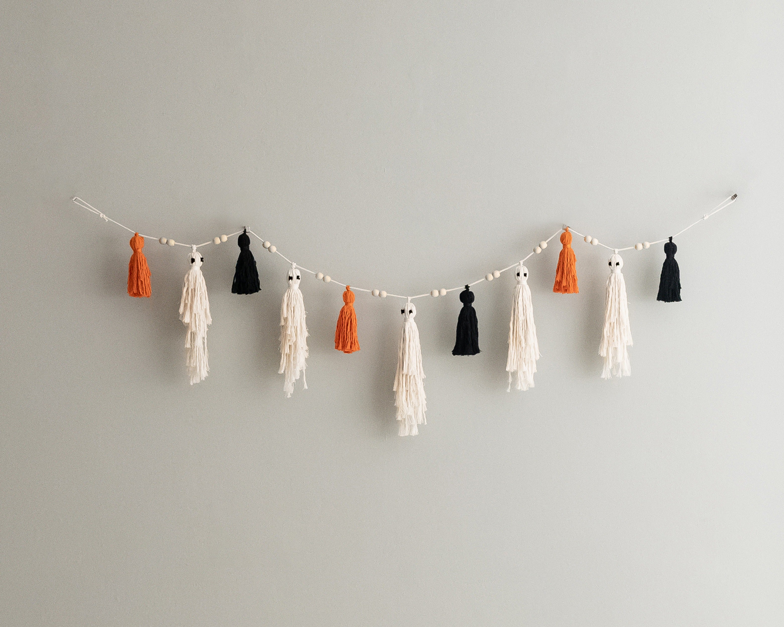 Boho Gothic Macrame Ghost Garland for Halloween Decor