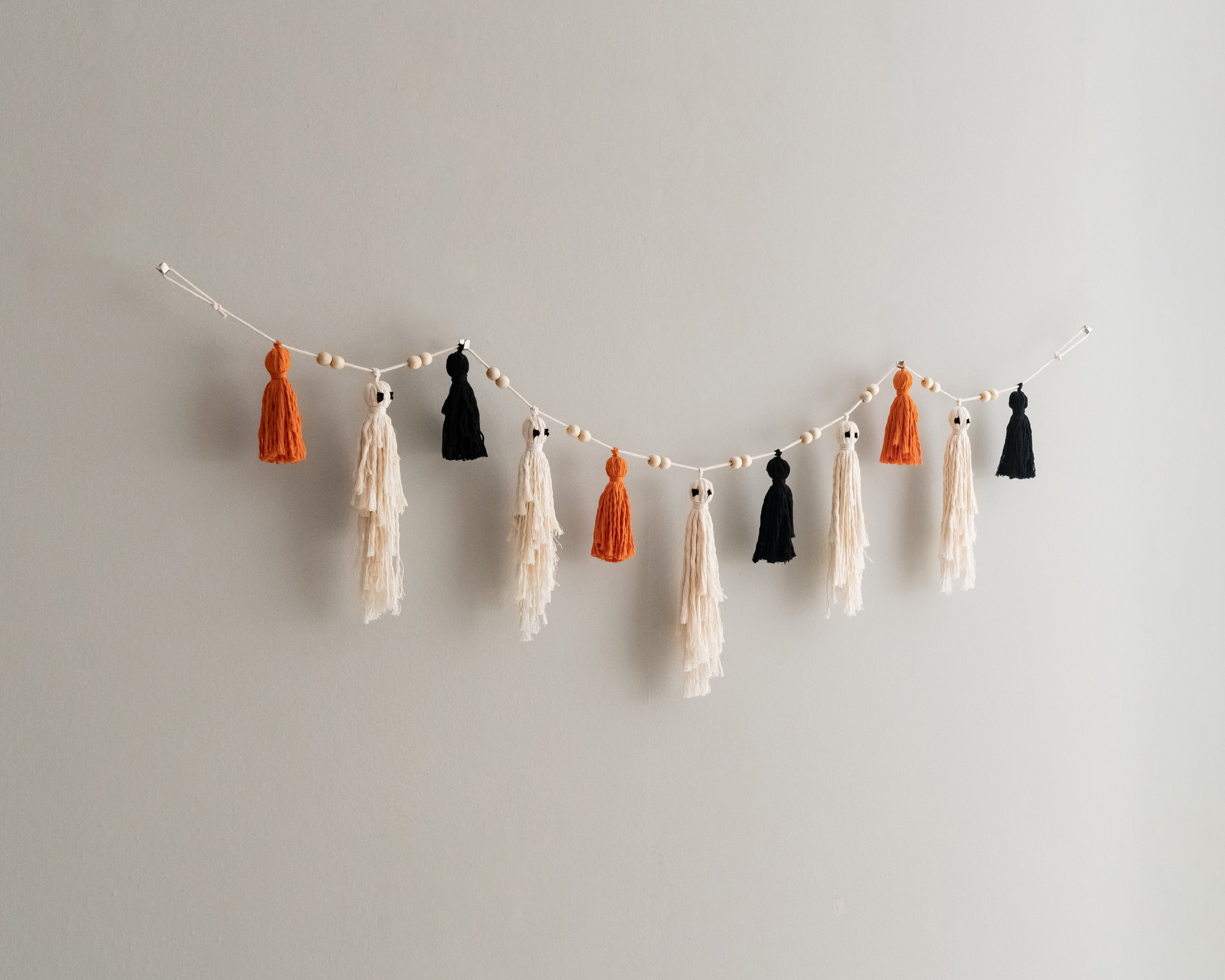 Boho Gothic Macrame Ghost Garland for Halloween Decor