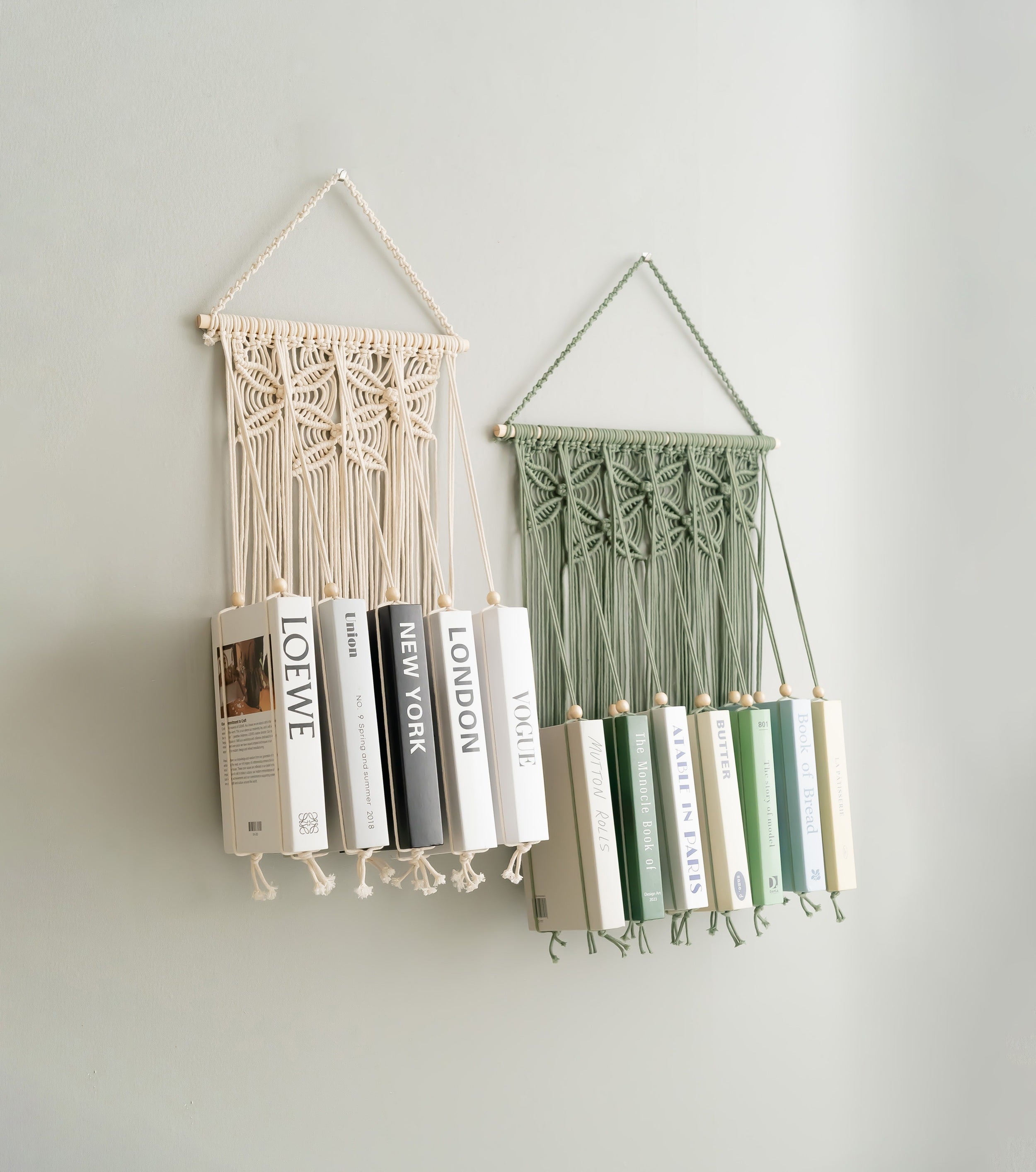Macrame Book Holder for Wall Book Organizer and Minimalist Decor I40