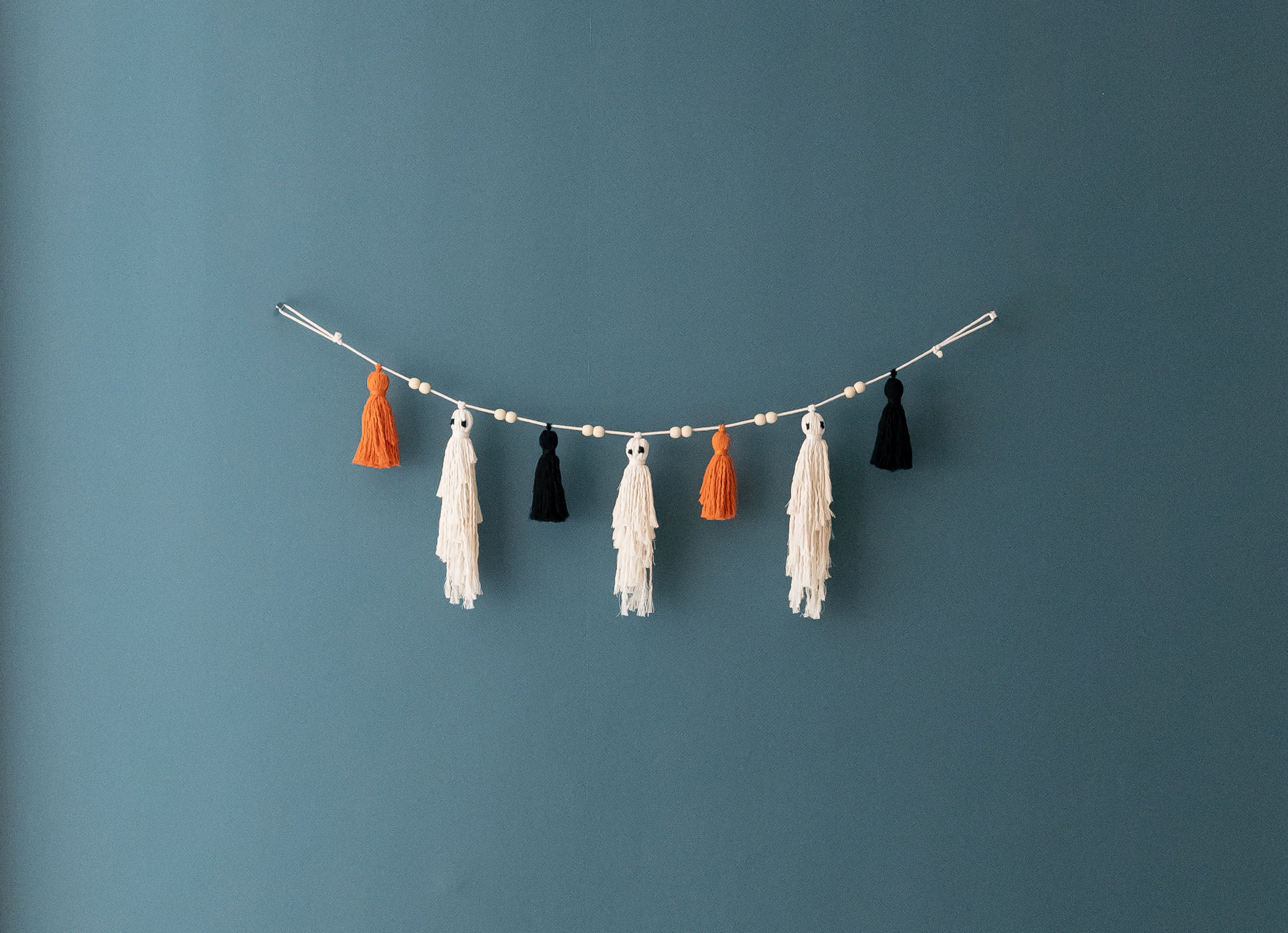 Boho Gothic Macrame Ghost Garland for Halloween Decor