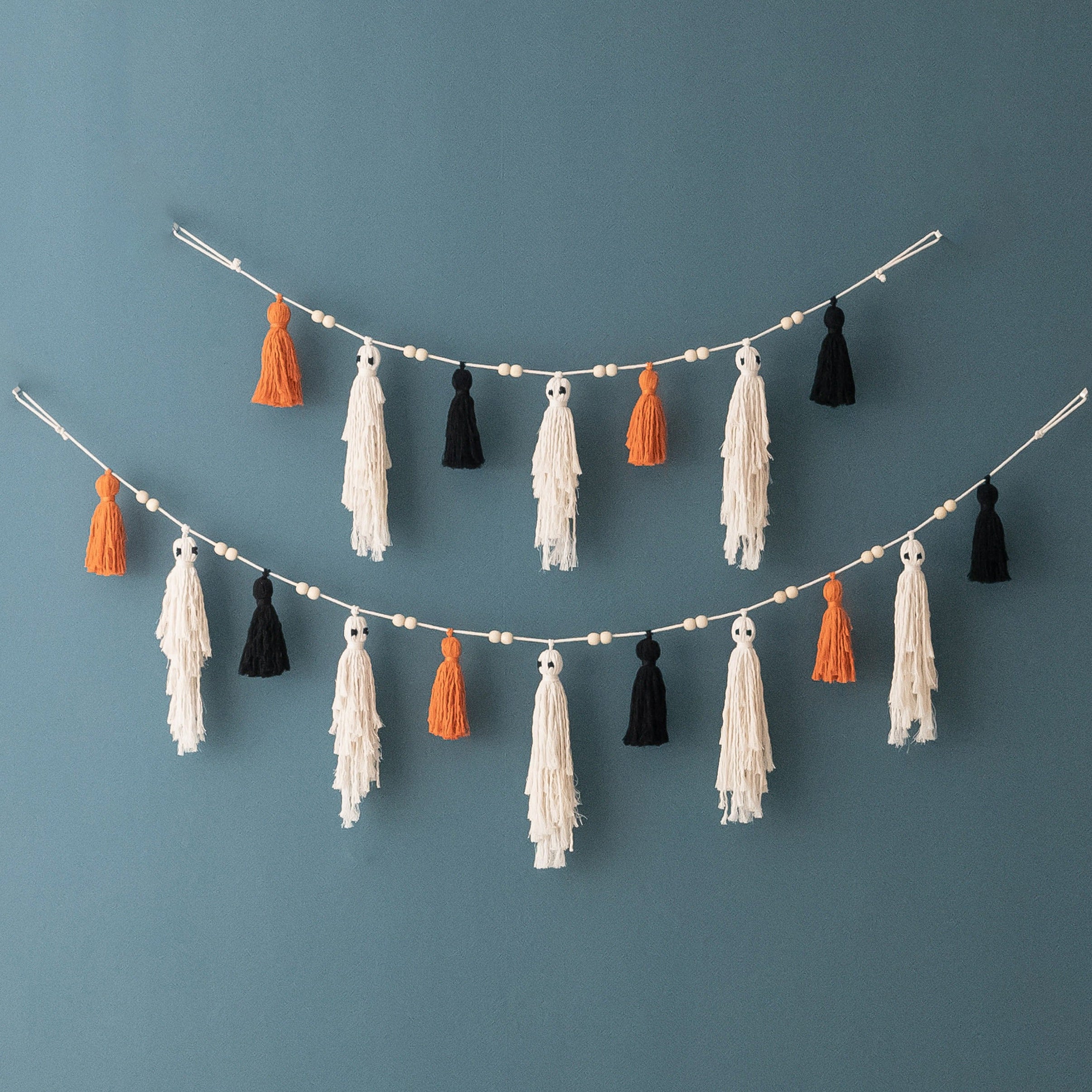 Macrame Ghost Garland macrame Halloween Wall Decor for Boho Homes V75