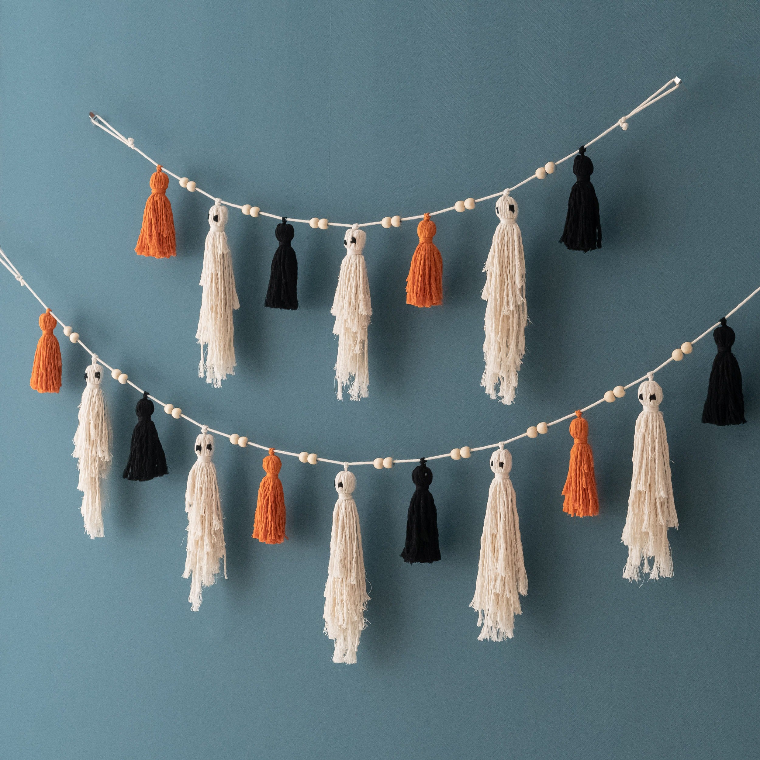 Macrame Ghost Garland macrame Halloween Wall Decor for Boho Homes V75
