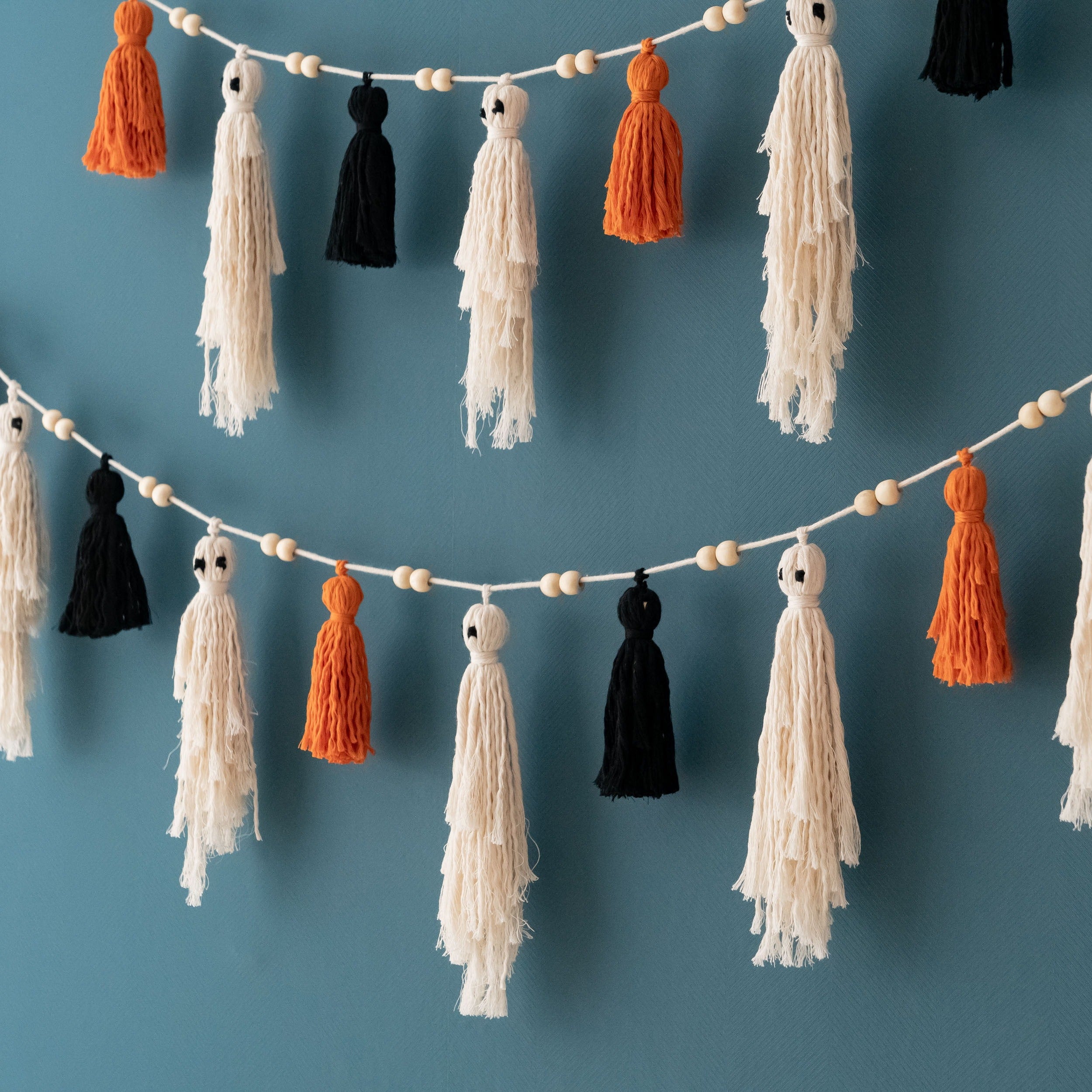 Macrame Ghost Garland – Cotton Halloween Party Wall Decor V75