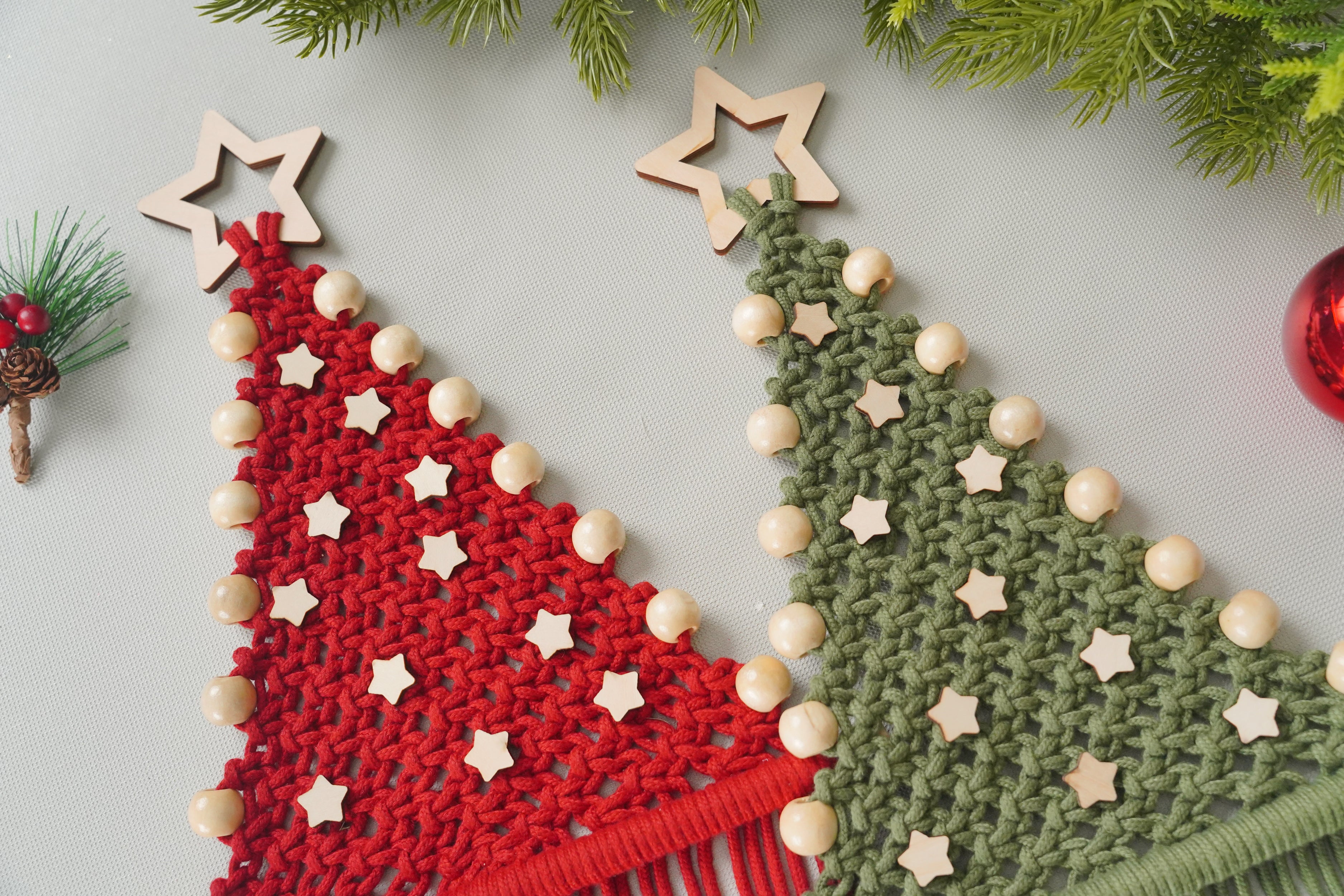 Macrame Christmas Tree DIY Kit for Boho Holiday Wall Decor