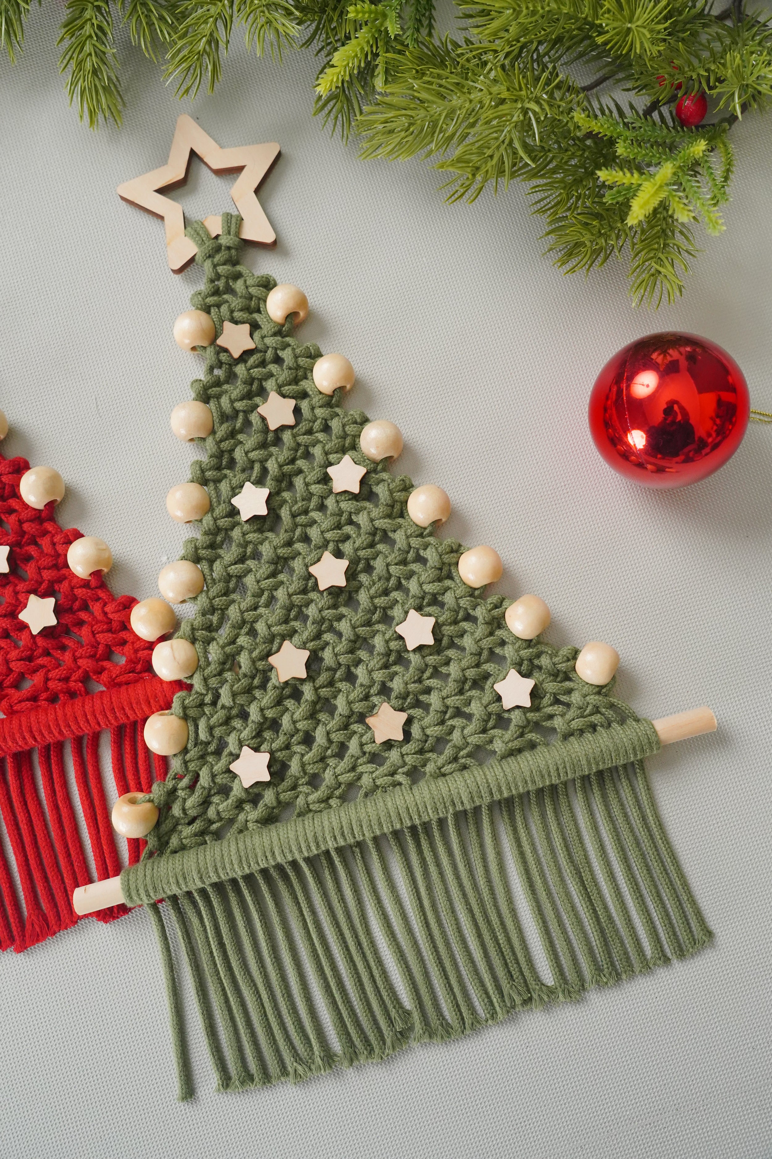 Kit de bricolaje de árbol de Navidad de macramé para decoración de pared navideña estilo bohemio