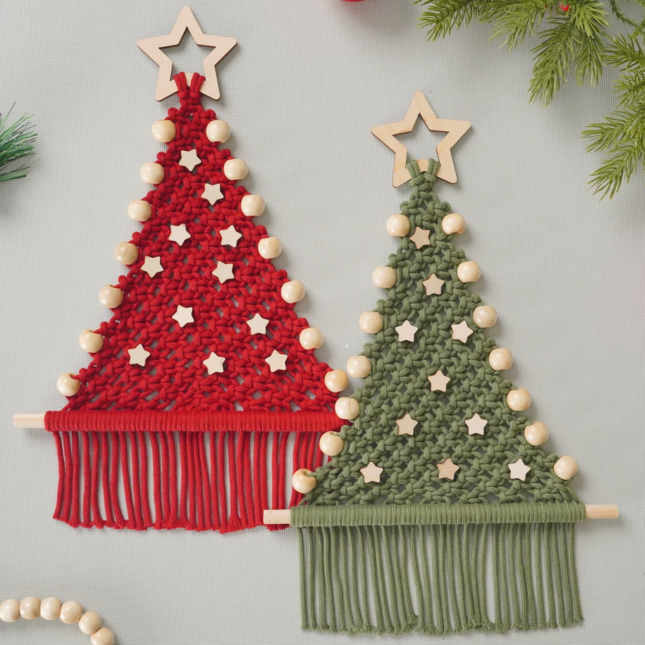 Macrame Christmas Tree DIY Kit for Boho Holiday Wall Decor