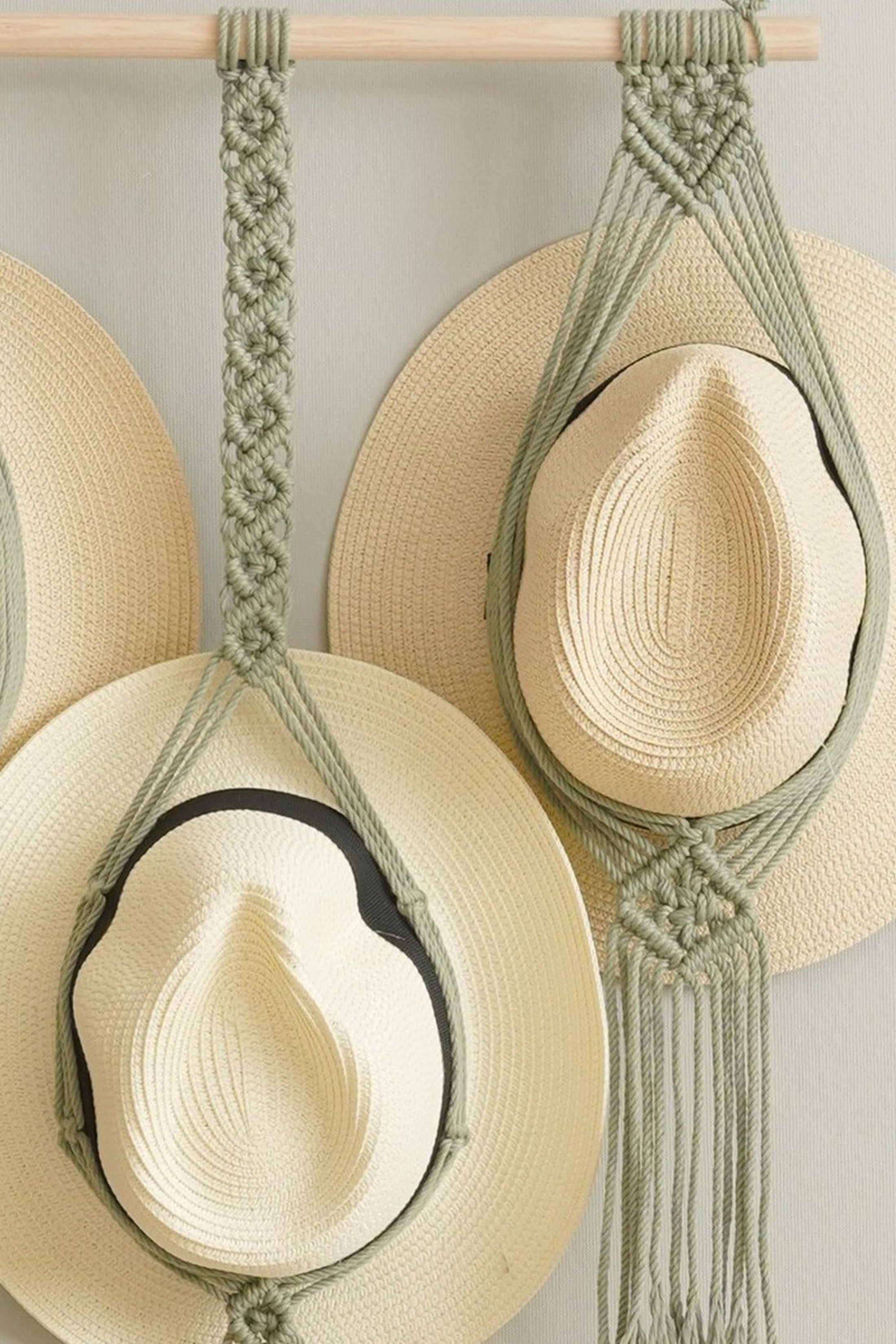 Macrame Hat Organizer Combo – Hanging Wall Hat Holder Boho Decor H12