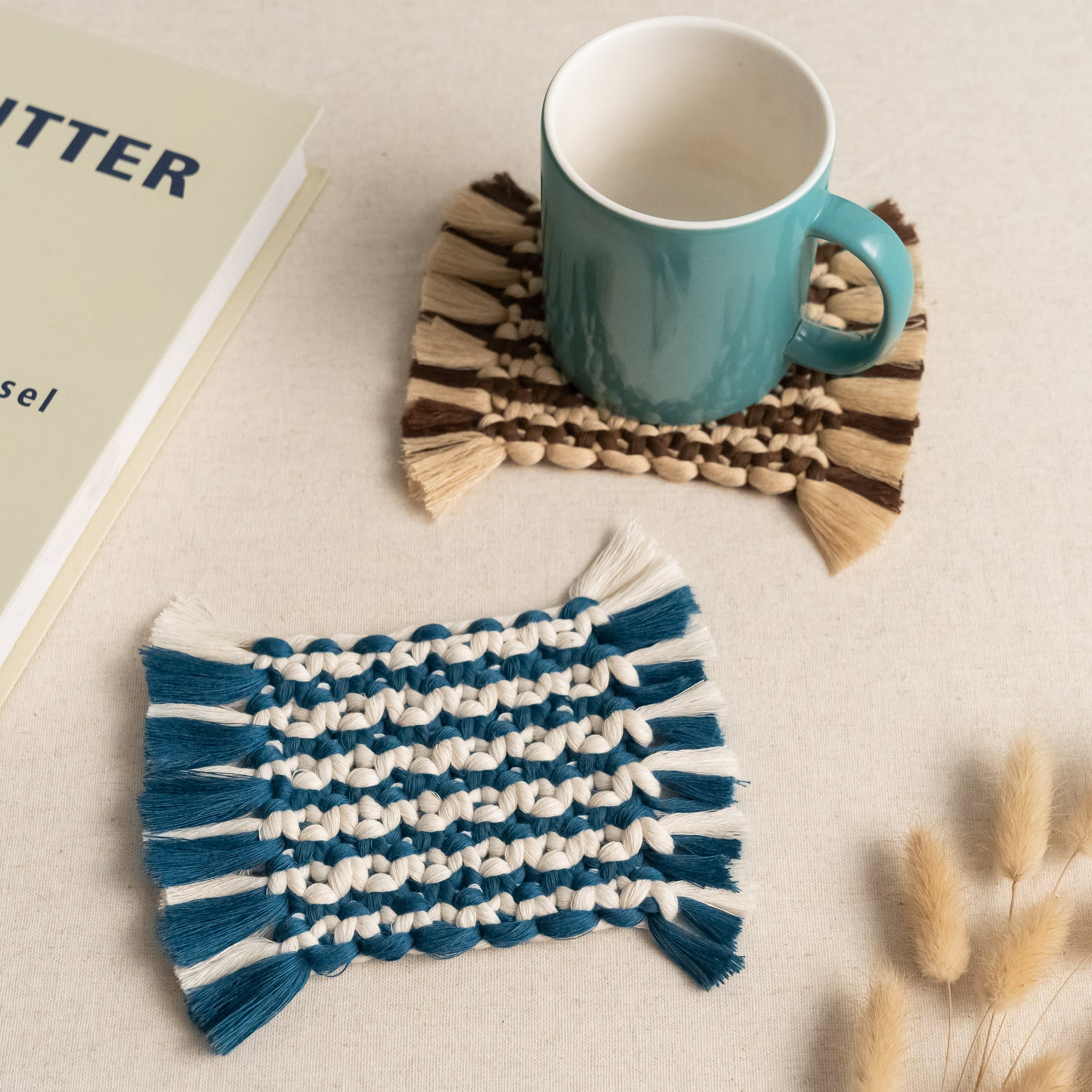 Handwoven Macrame Coaster – Boho Cup Mat for Home & Gifts A34