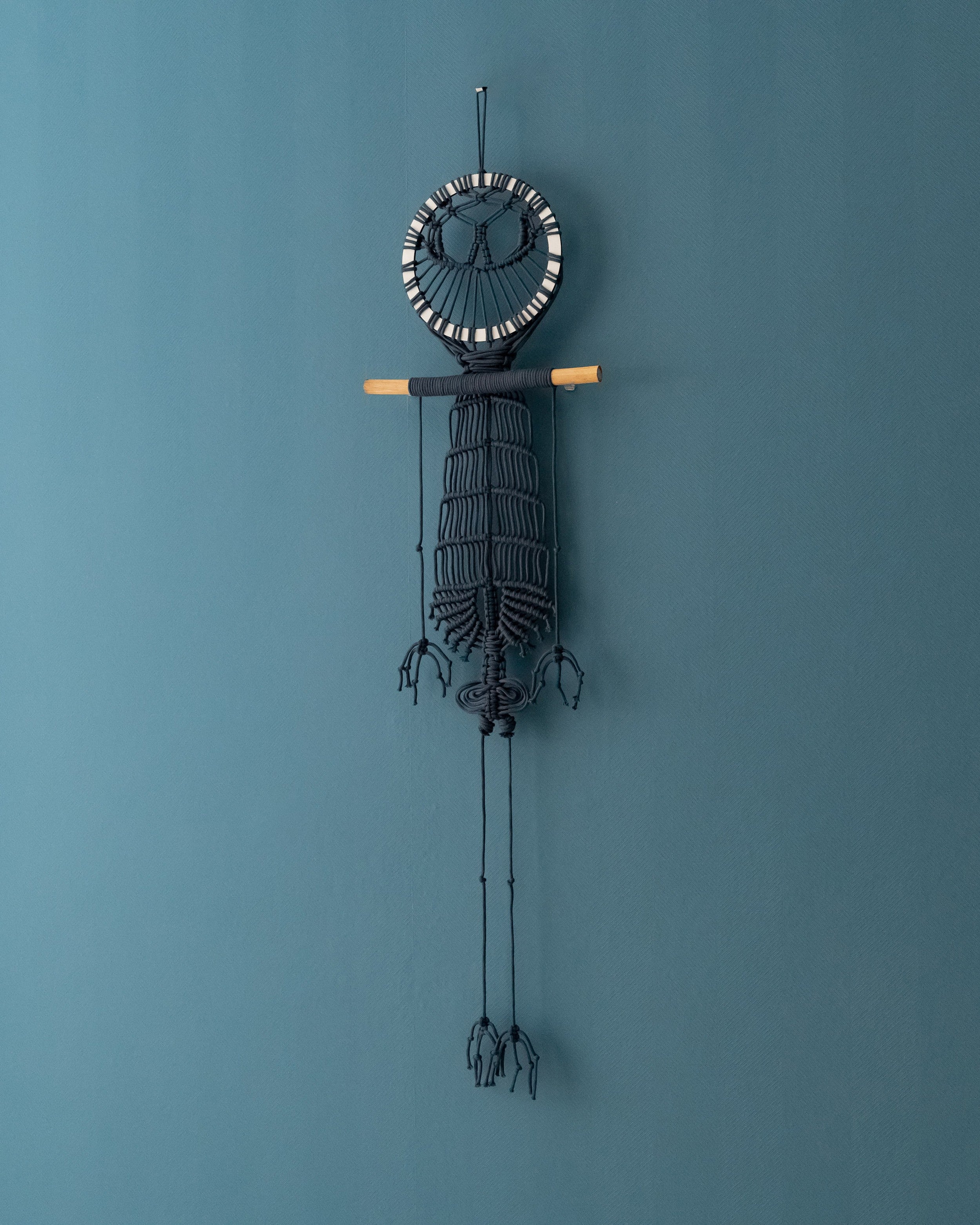 Skeleton Macrame Wall Hanging for Boho Halloween Decor