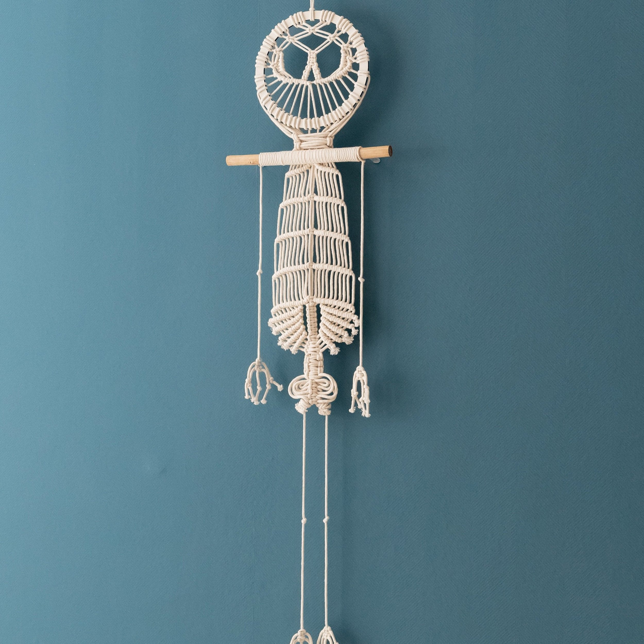 Skeleton Macrame Wall Hanging for Boho Halloween Decor