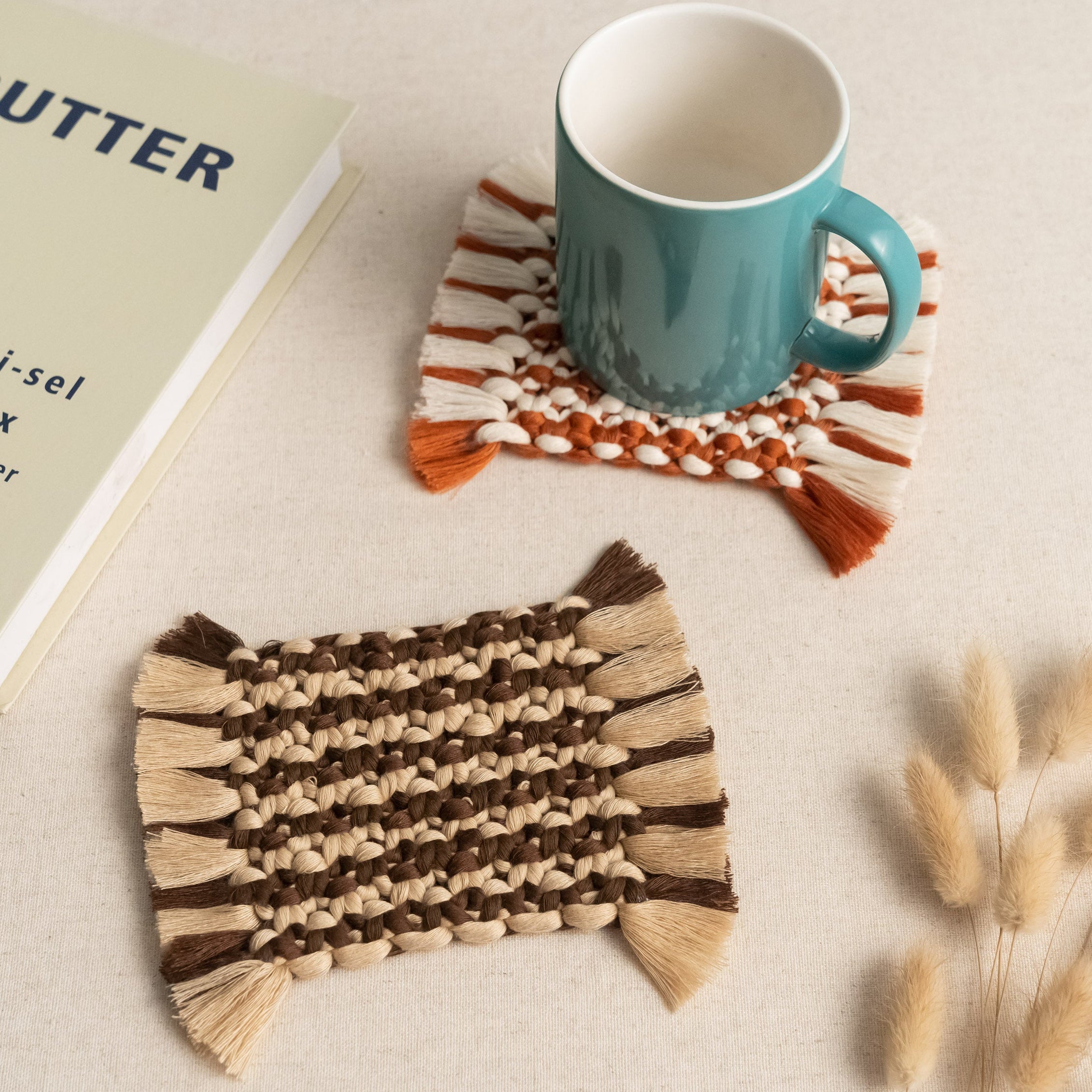 Handwoven Macrame Coaster – Boho Cup Mat for Home & Gifts A34