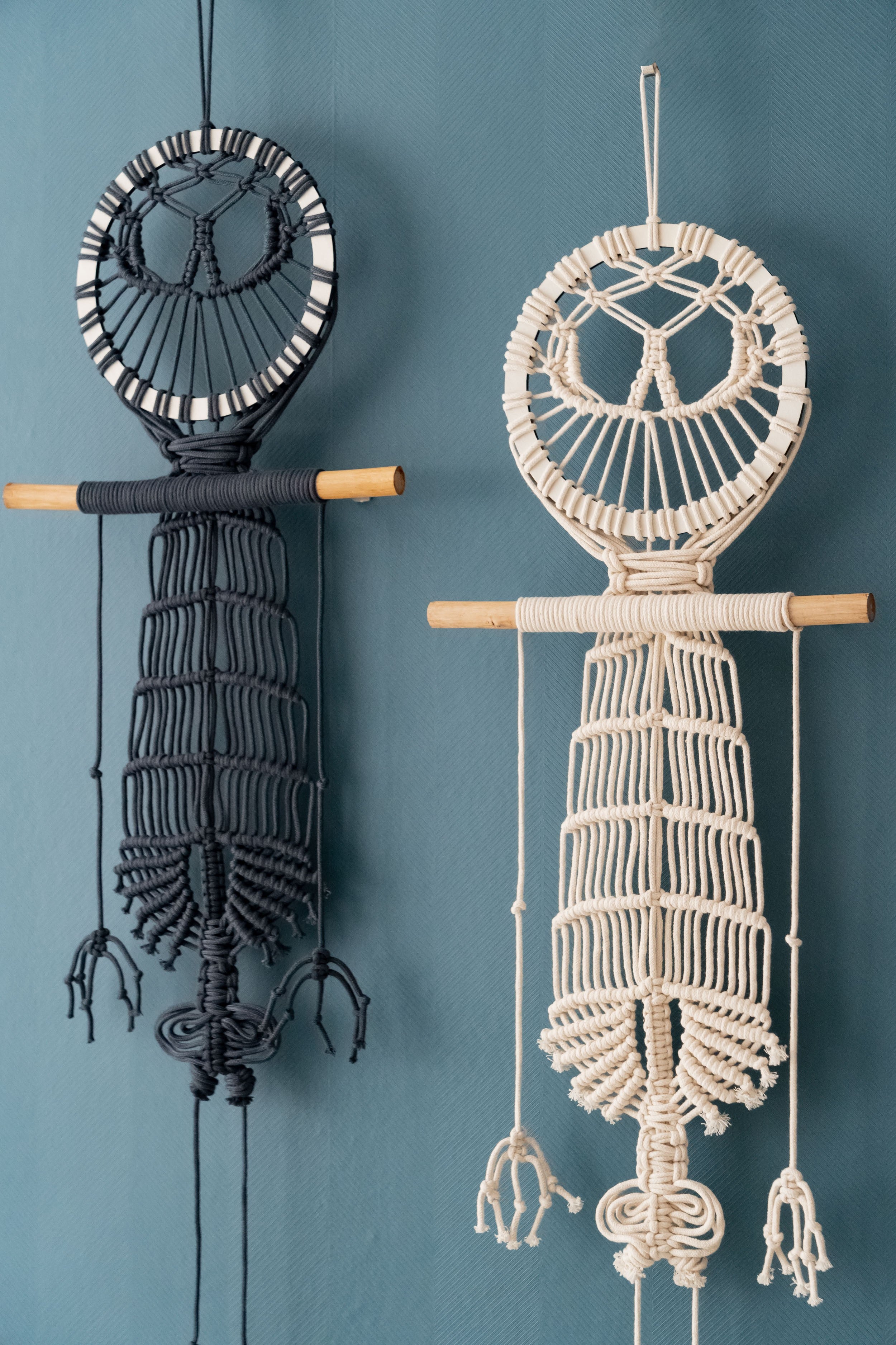 Skeleton Macrame Wall Hanging for Boho Halloween Decor