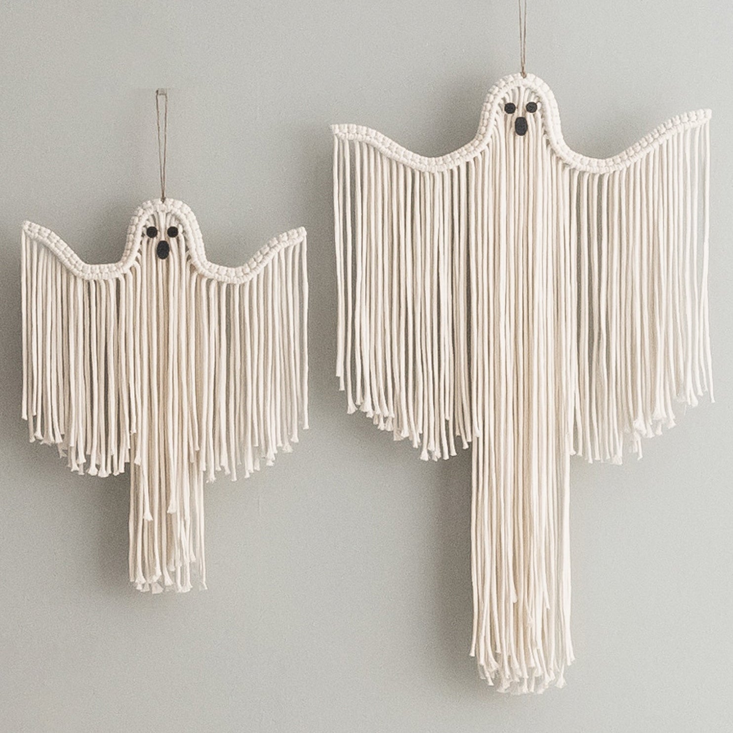 Macrame Ghost Halloween Decor – Cotton Spooky Wall Hanging V20