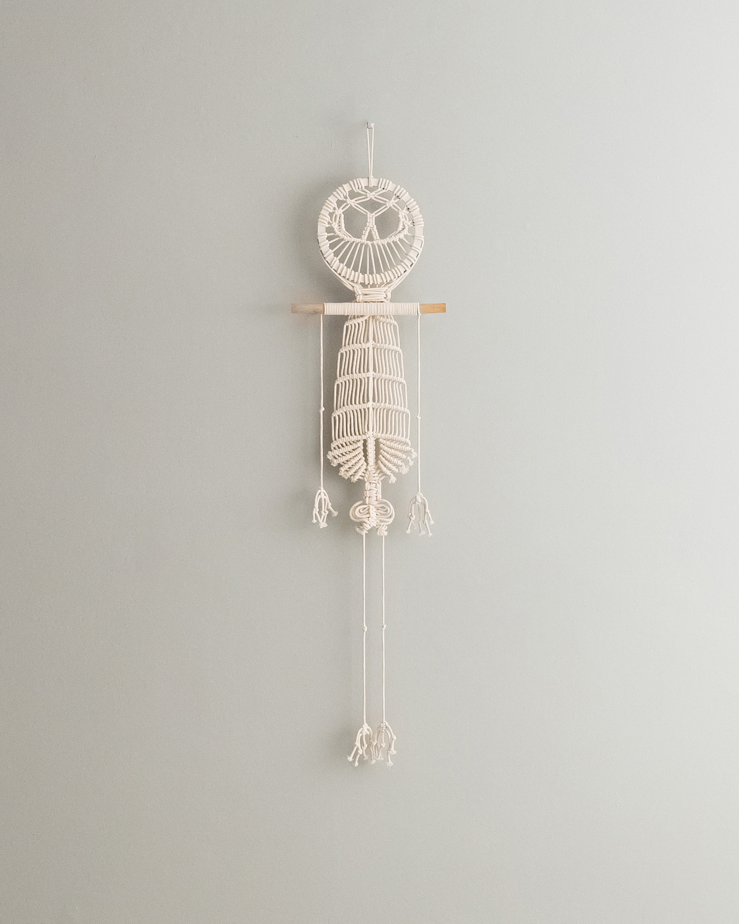 Skeleton Macrame Wall Hanging for Boho Halloween Decor