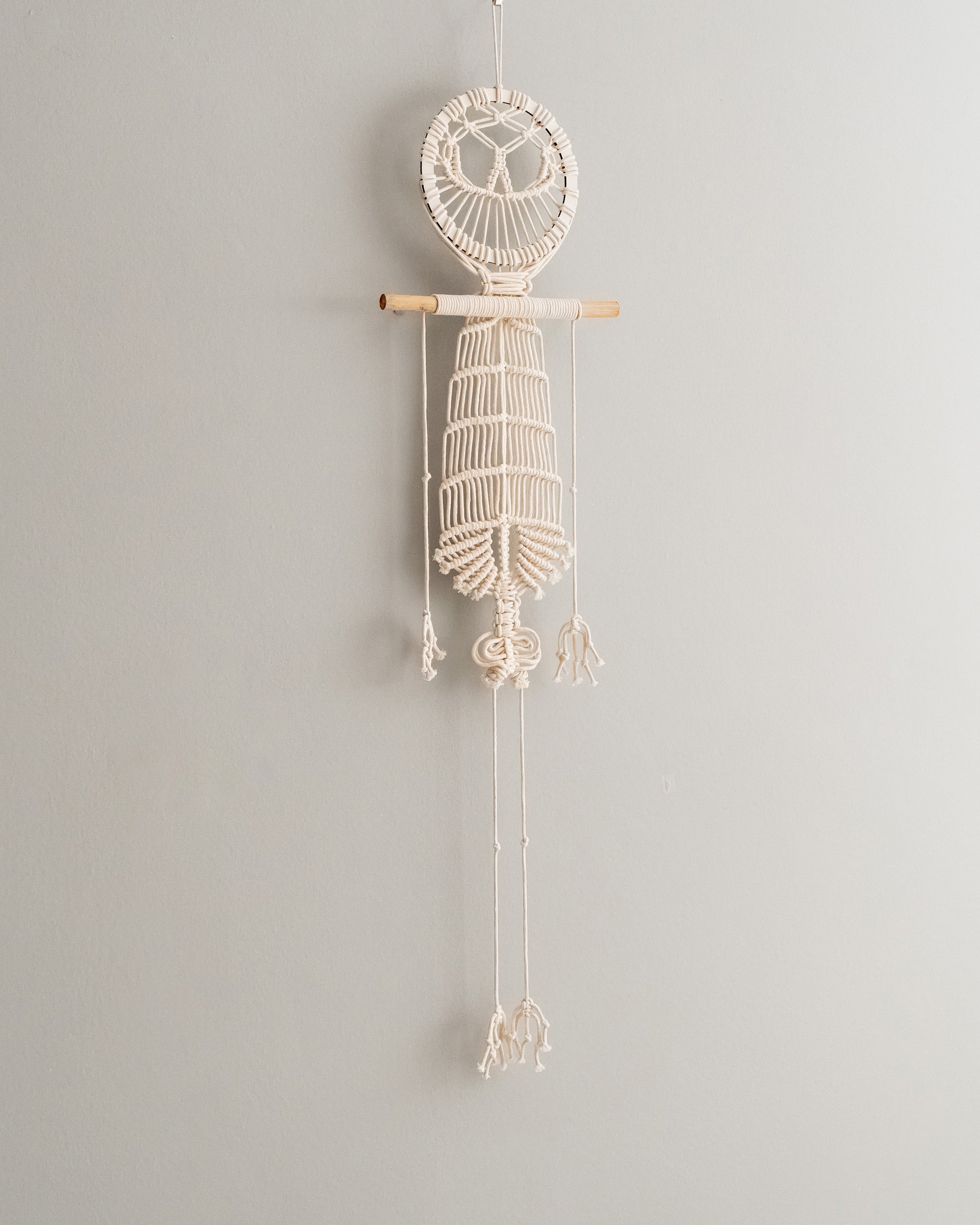 Skeleton Macrame Wall Hanging for Boho Halloween Decor