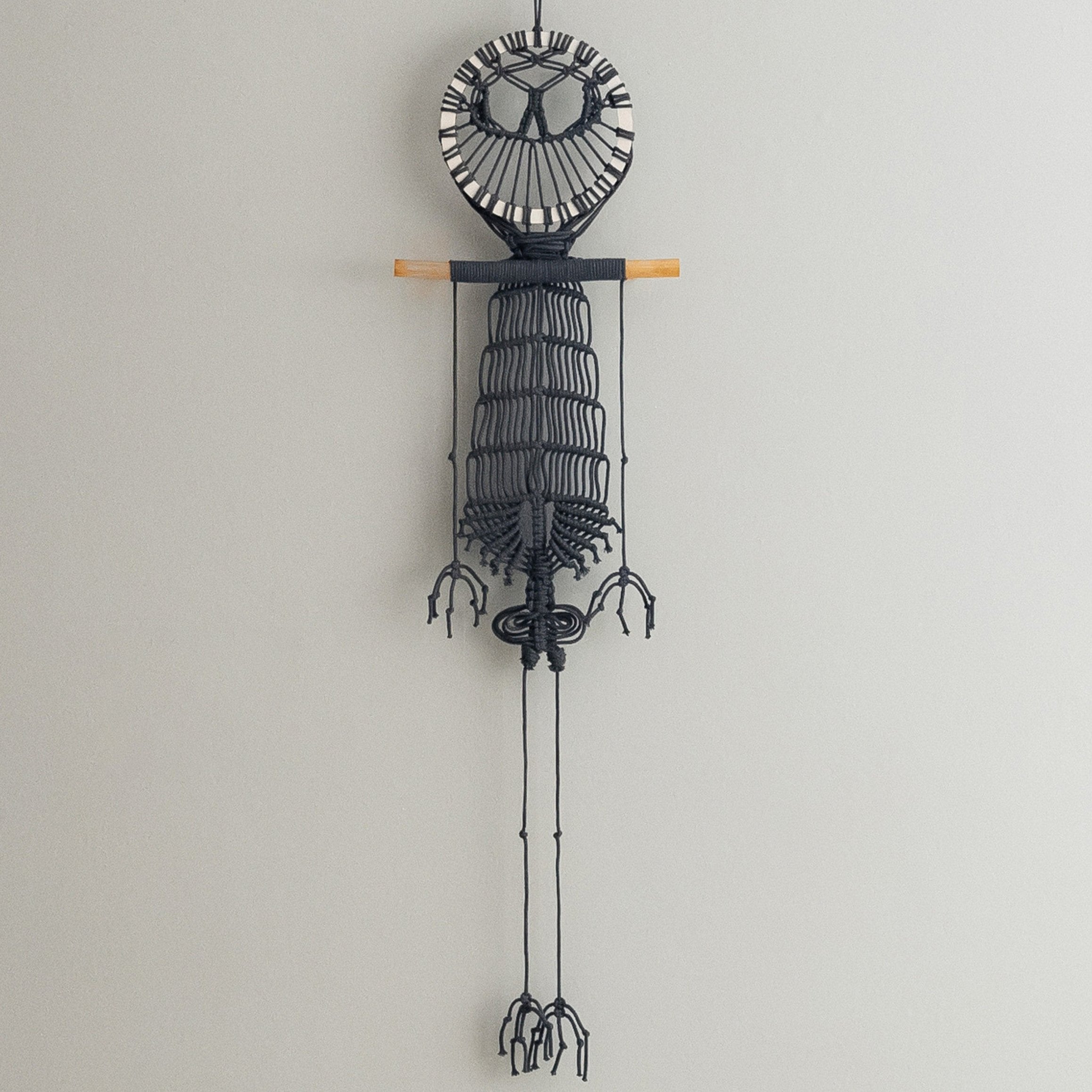 Skeleton Macrame Wall Hanging for Boho Halloween Decor