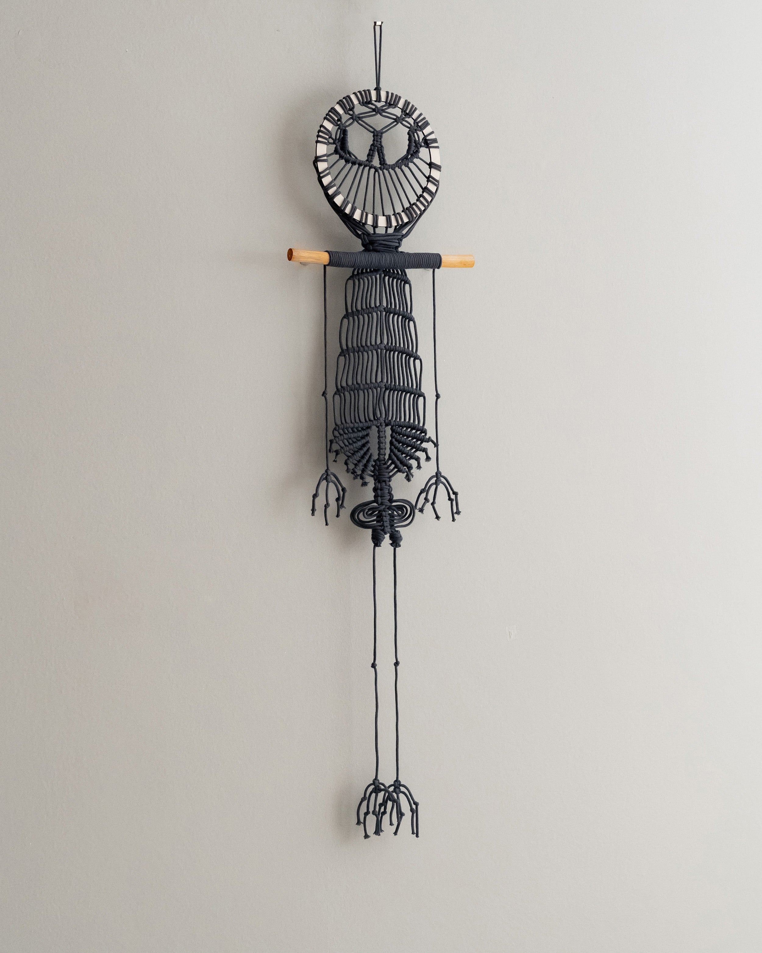 Skeleton Macrame Wall Hanging for Boho Halloween Decor