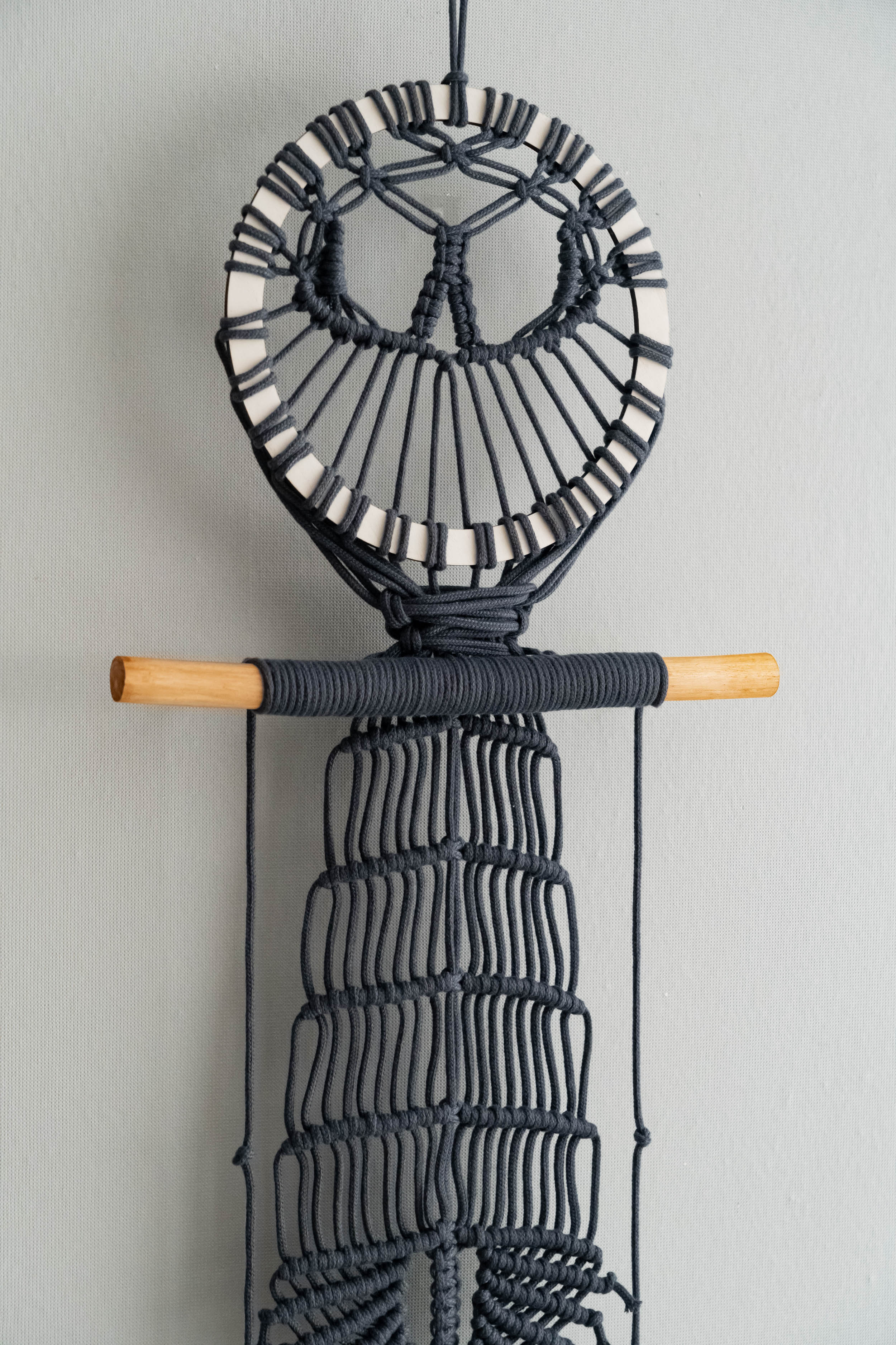 Skeleton Macrame Wall Hanging for Boho Halloween Decor