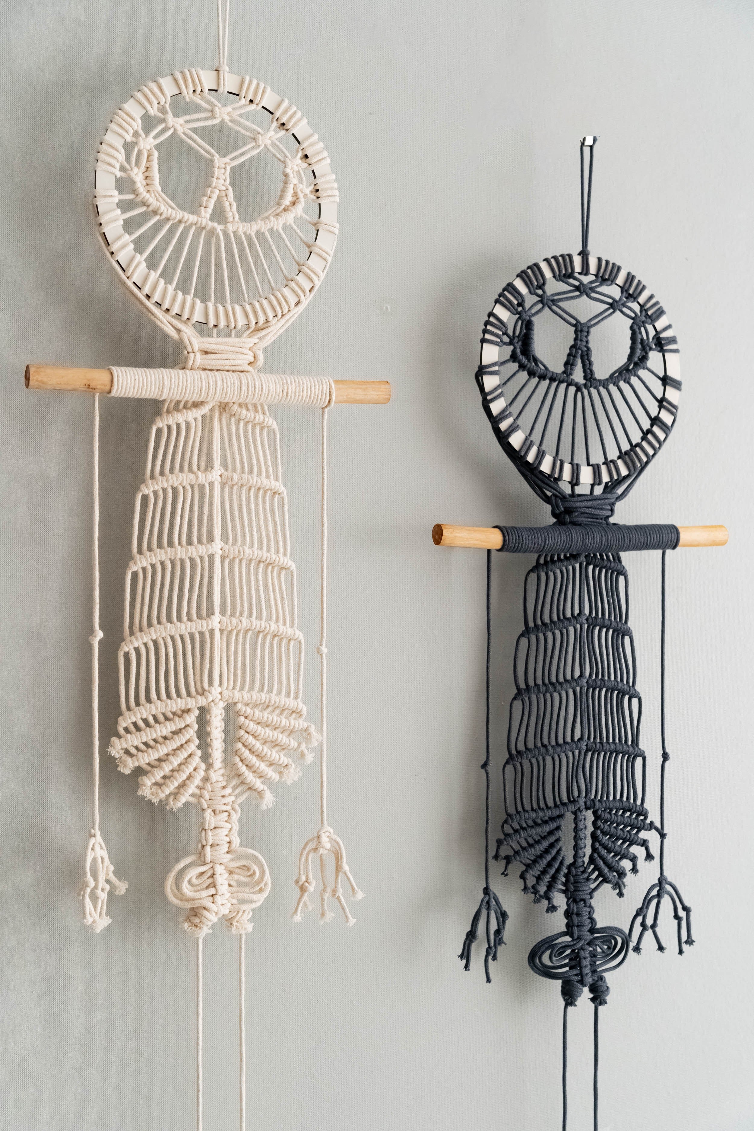 Skeleton Macrame Wall Hanging for Boho Halloween Decor