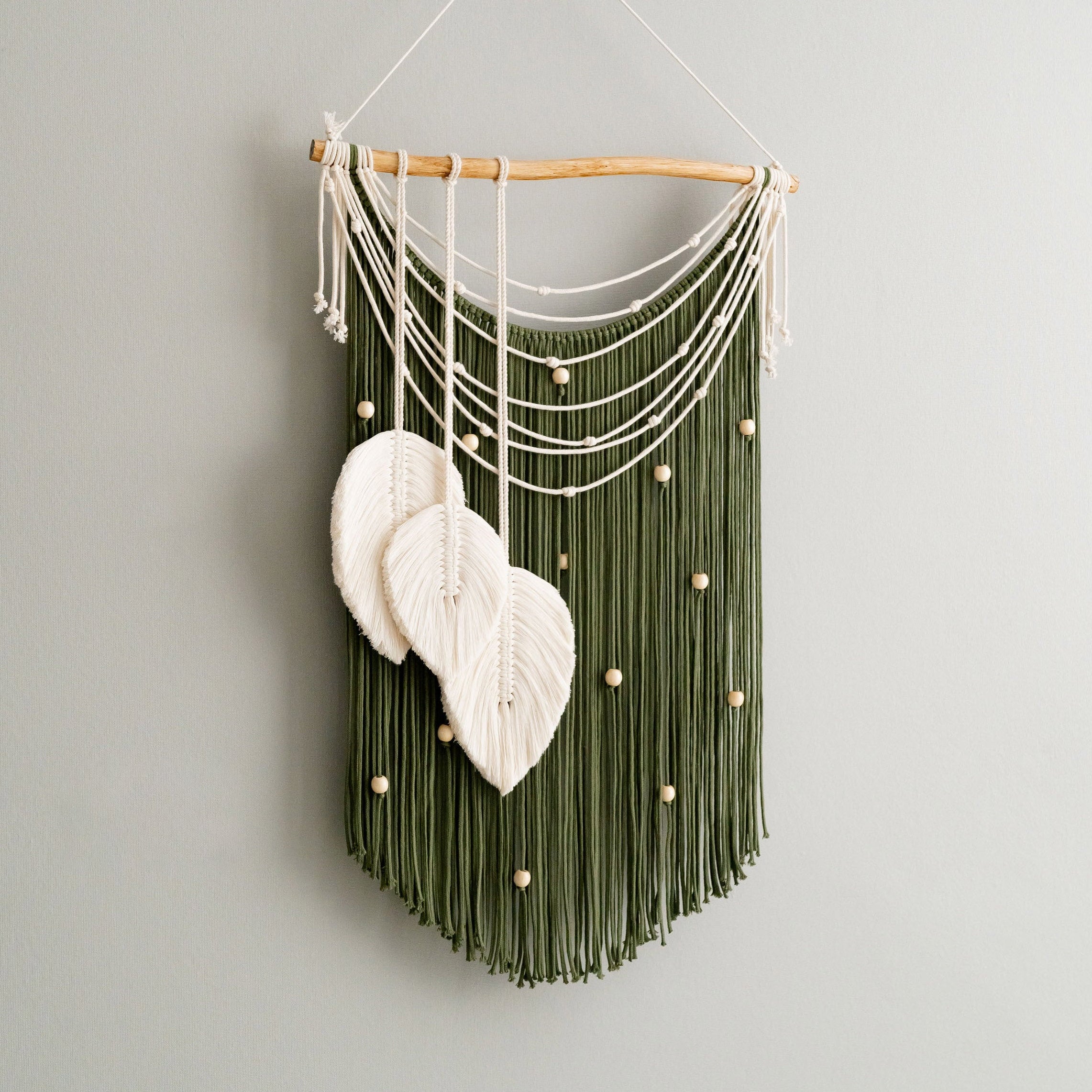 Macrame Leaf Wall Hanging – Cotton Cord Rustic Wall Art L42