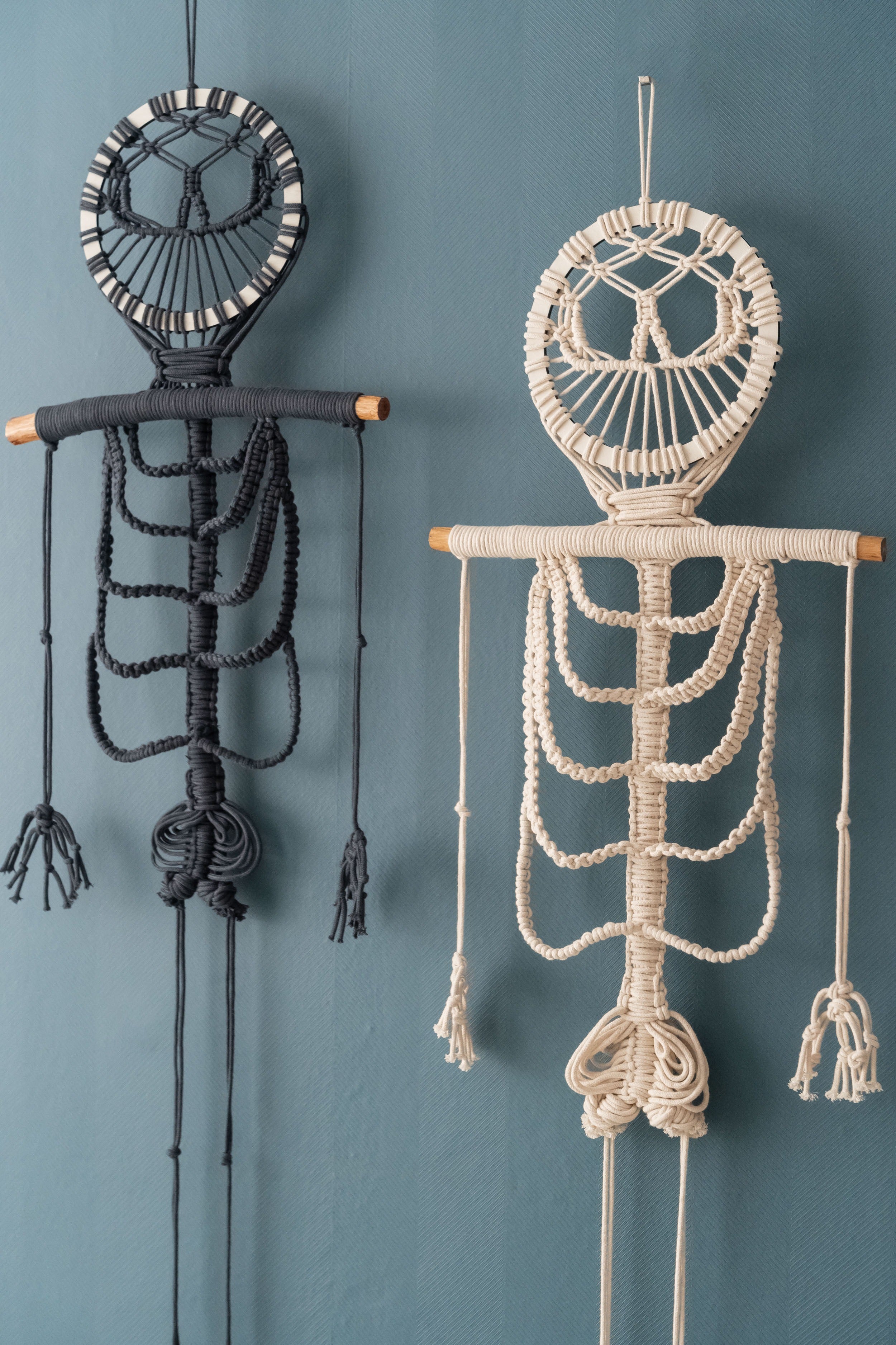 Macrame Skeleton Halloween Decor macrame cord for spooky halloween wall decor V79