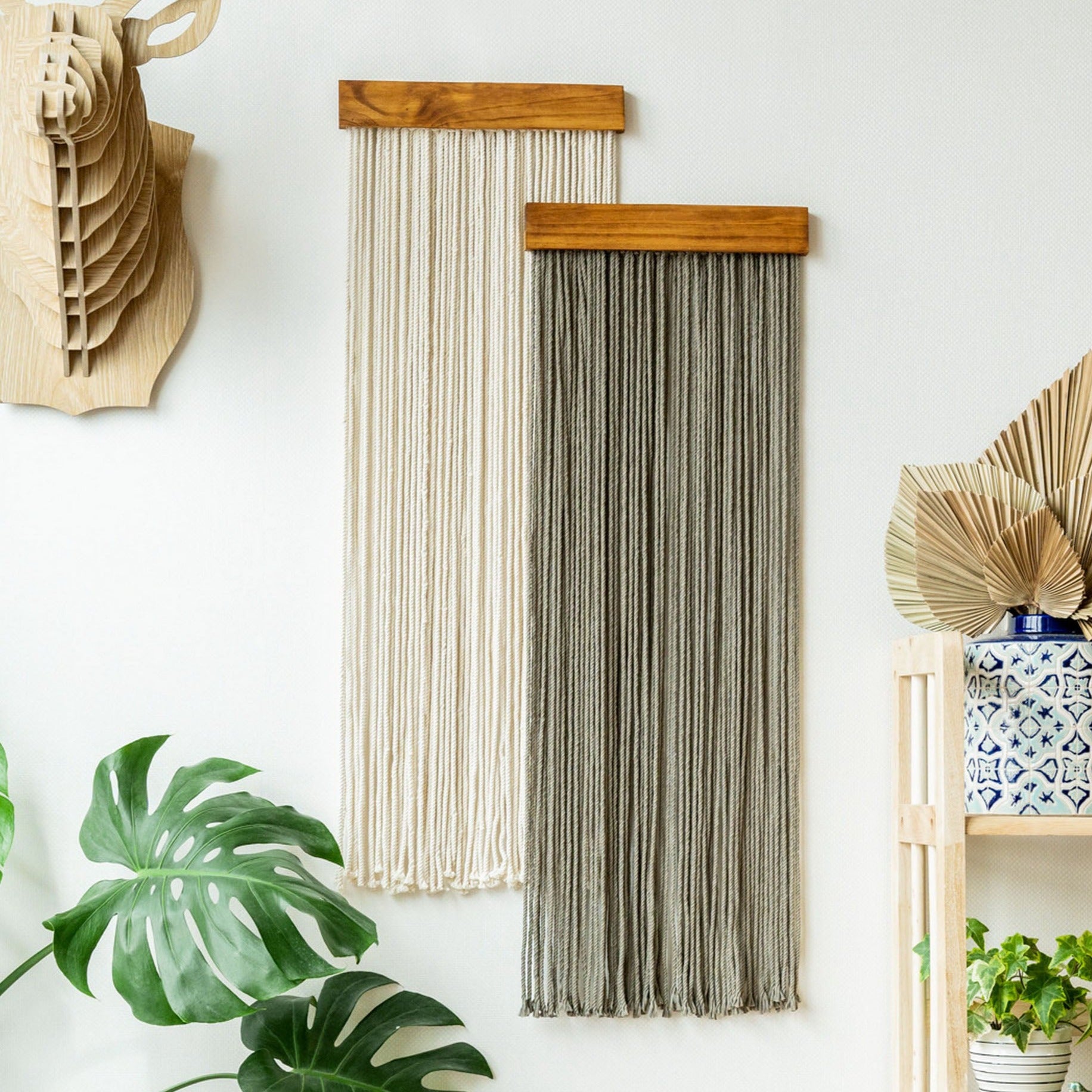 Macrame Fiber Wall Hanging for Boho and Minimalist Home Decor