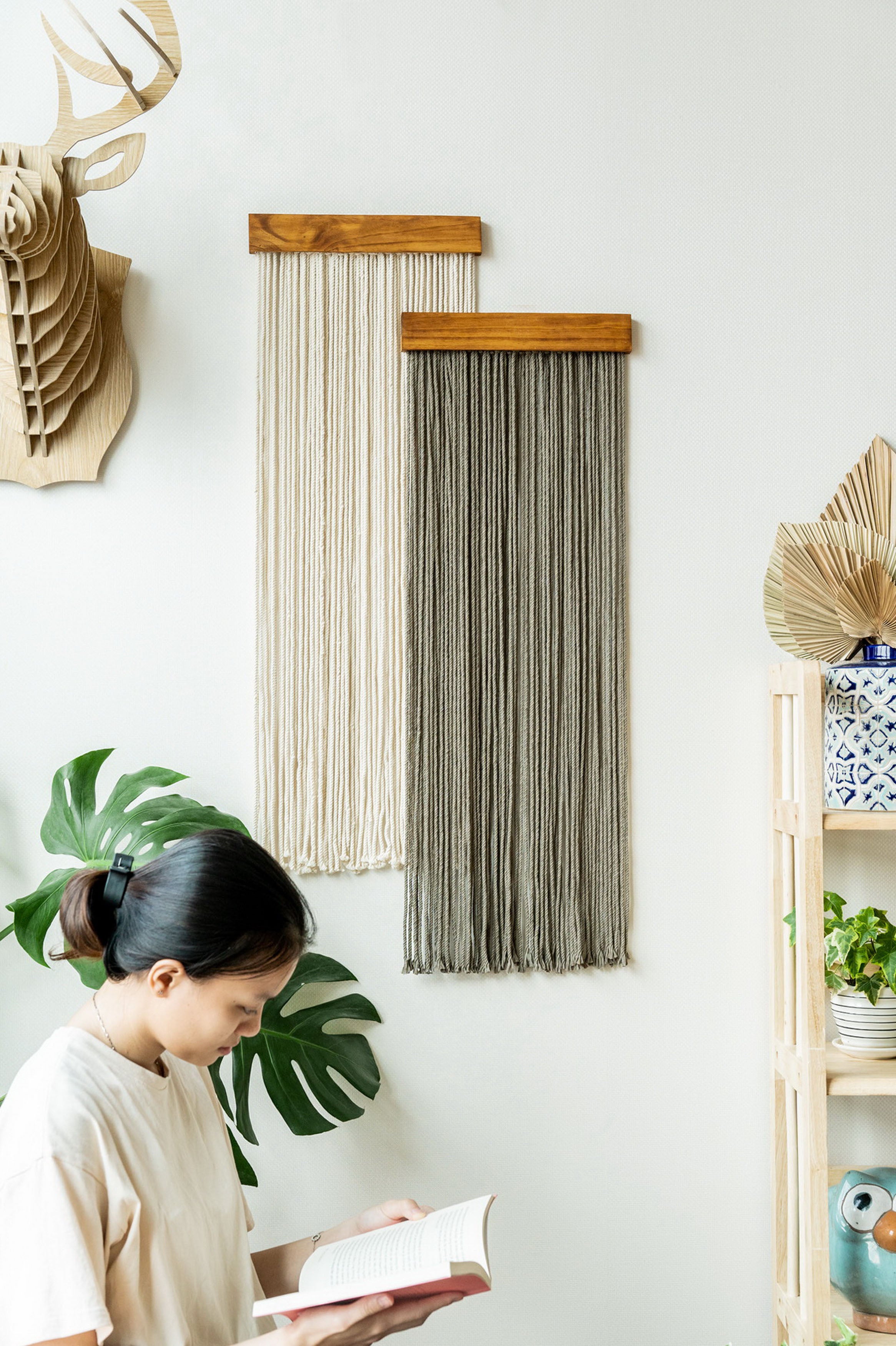 Macrame Fiber Wall Hanging for Boho and Minimalist Home Decor