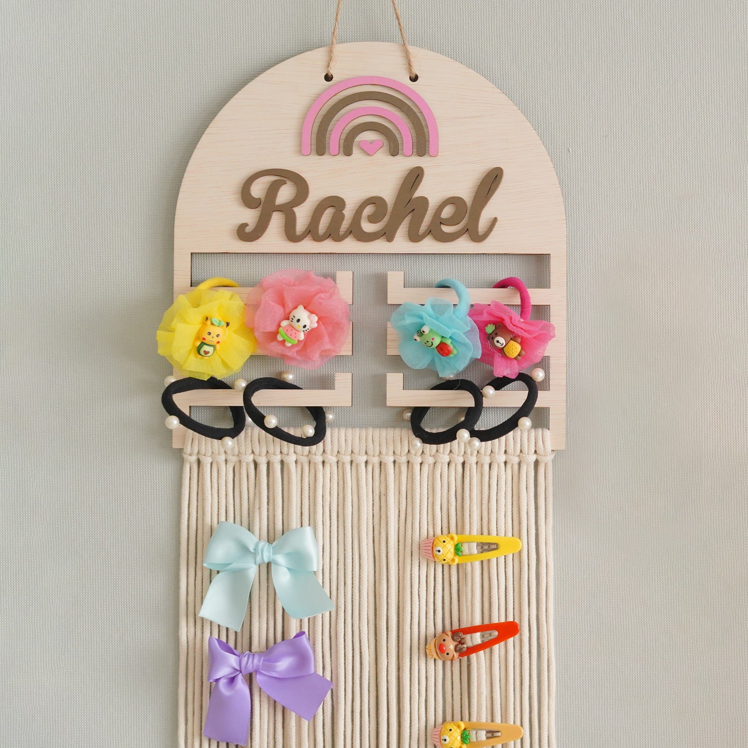 Personalized Macrame Bow Holder Cord for Hair Bow Organizer H74