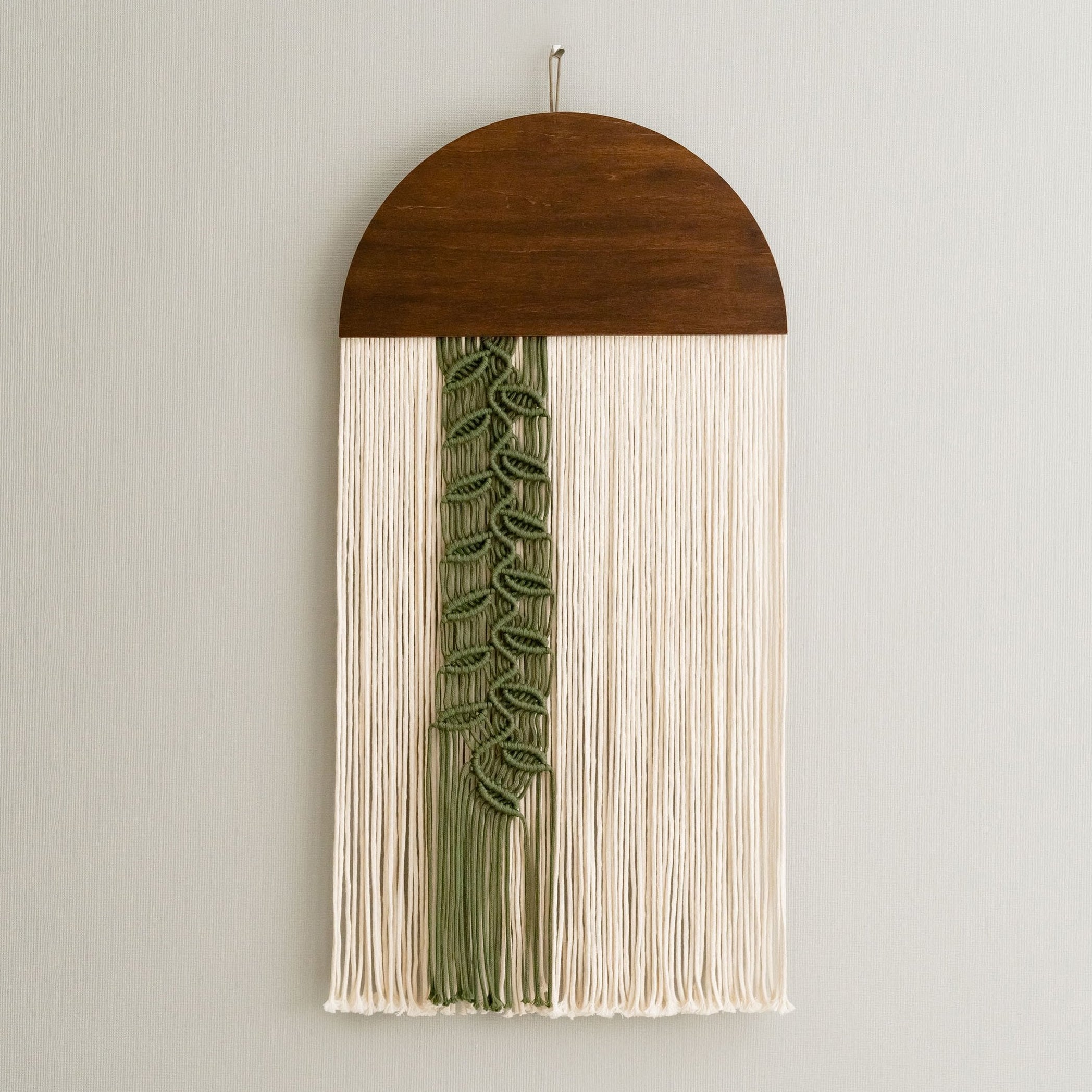 Round with Leaf Cord macrame wall hanging for boho wall art V48