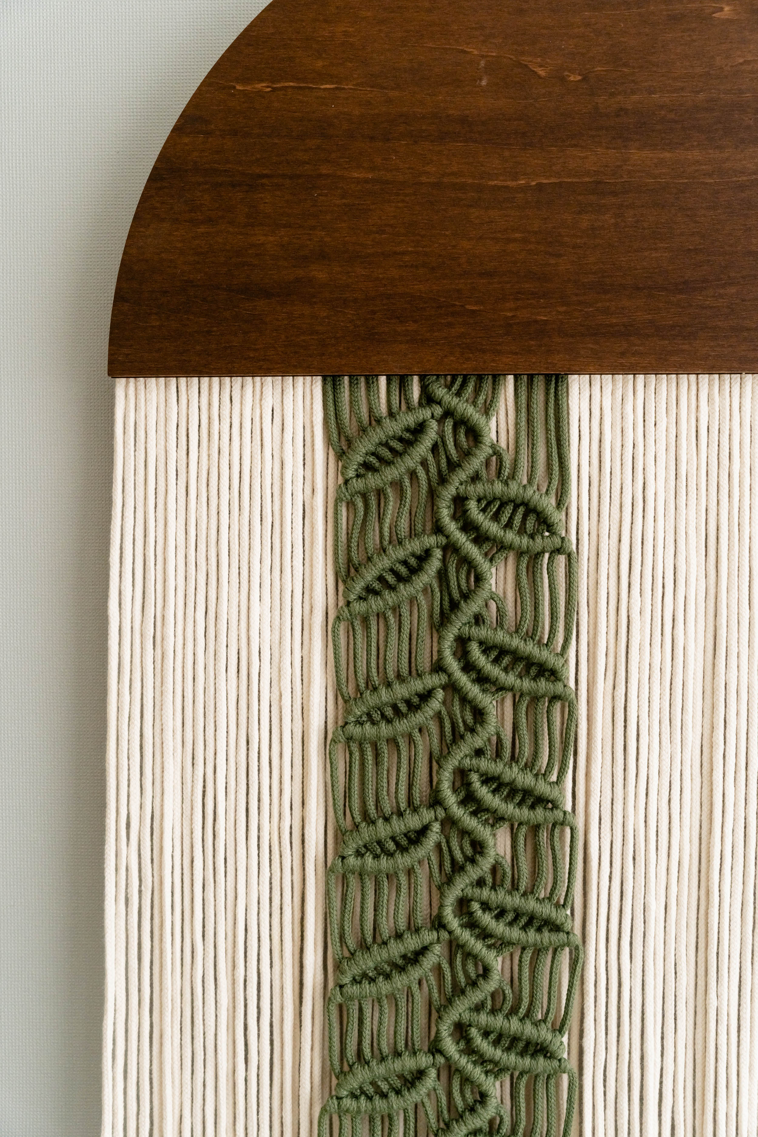 Botanical Macrame Wall Hanging - Round Wall Art with Leaf Cord V48