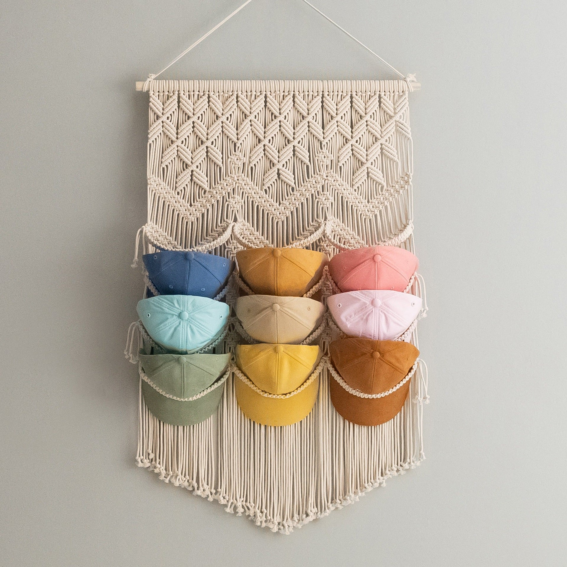 Macrame Cap Hanger Macrame for Wall Hat Holder and Minimal Storage I23
