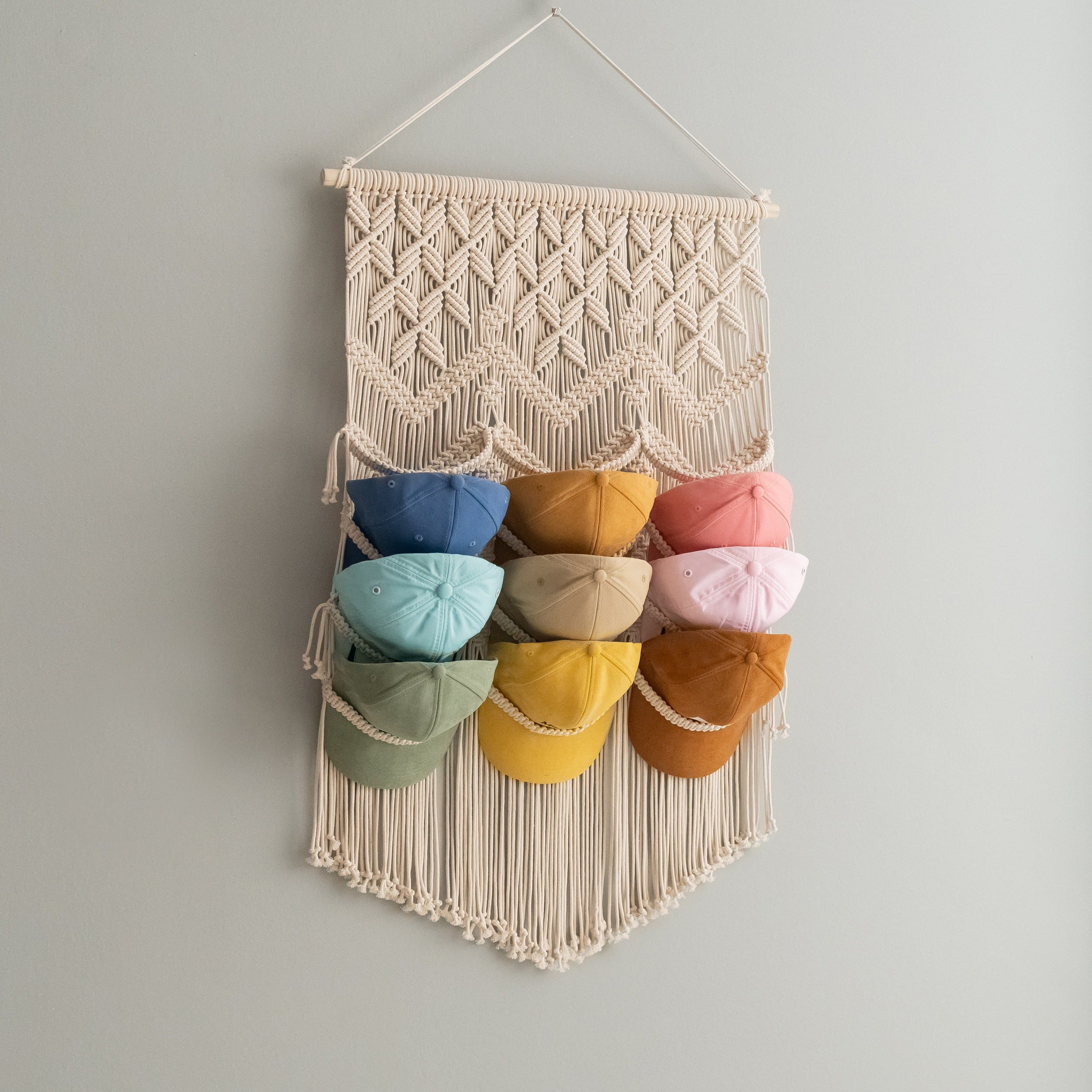 Macrame Cap Hanger Macrame for Wall Hat Holder and Minimal Storage I23