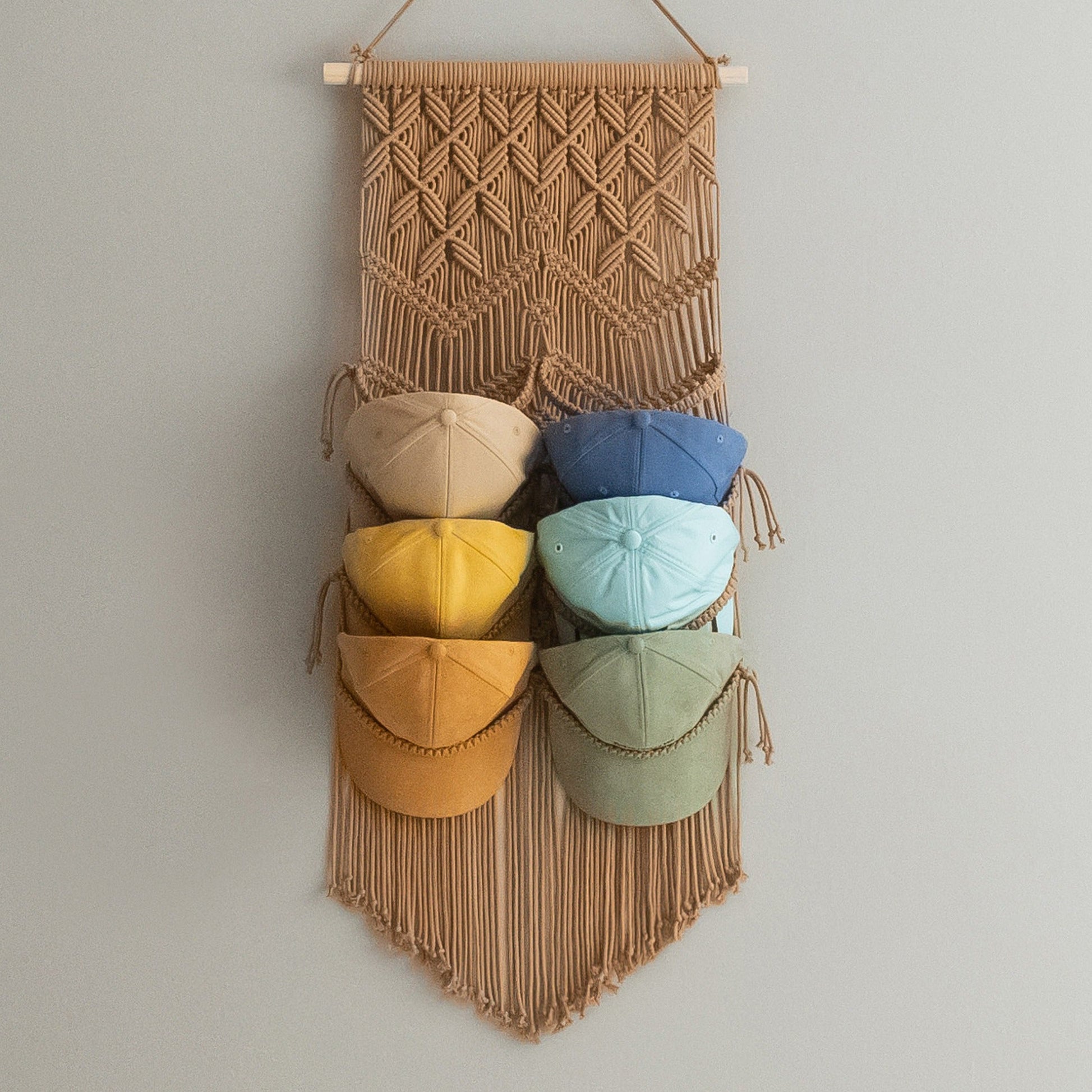Macrame Cap Hanger Macrame for Wall Hat Organizer and Boho Storage I23