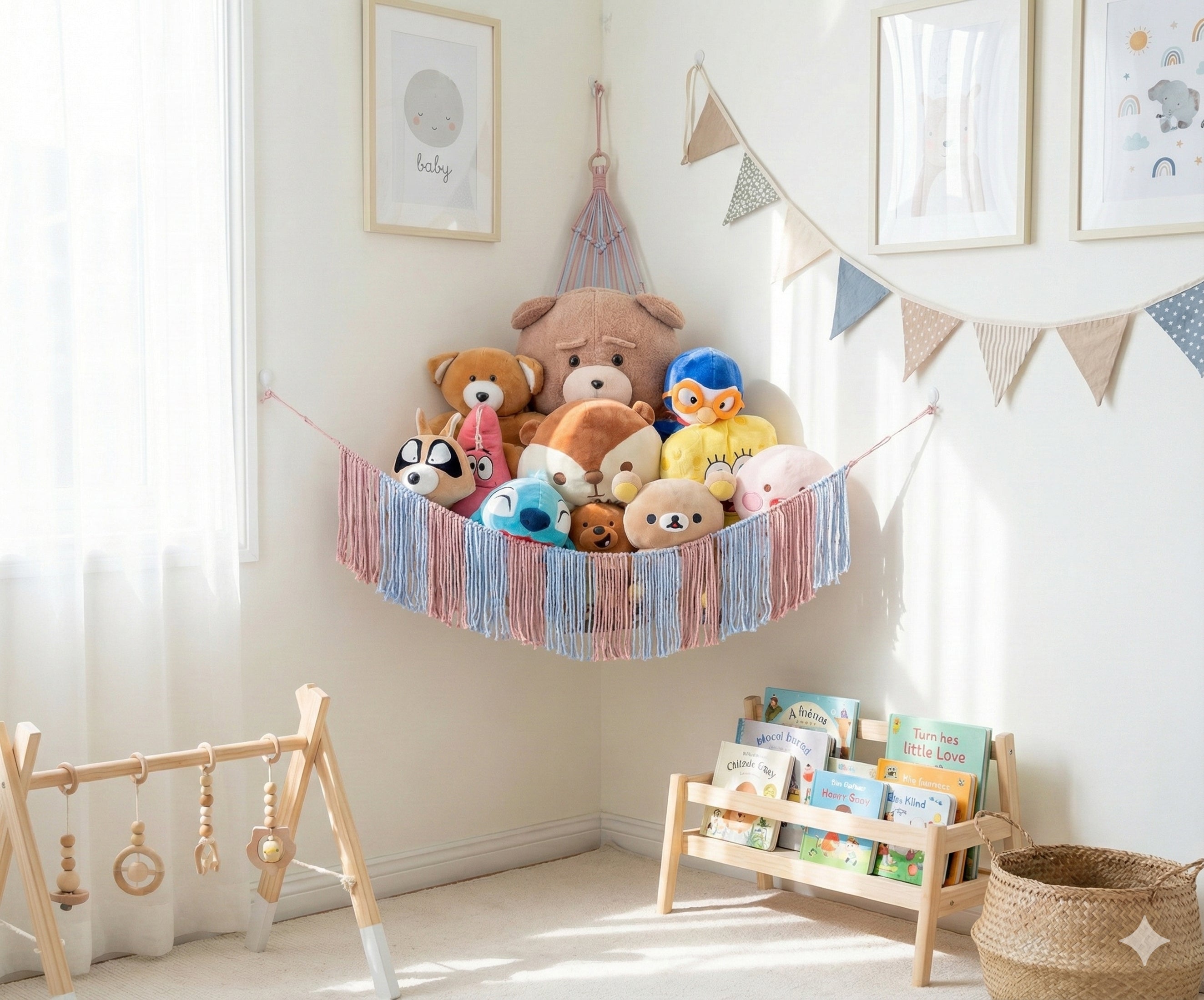 Macrame Toy Storage Hammock for toy hammock wall organizer H26