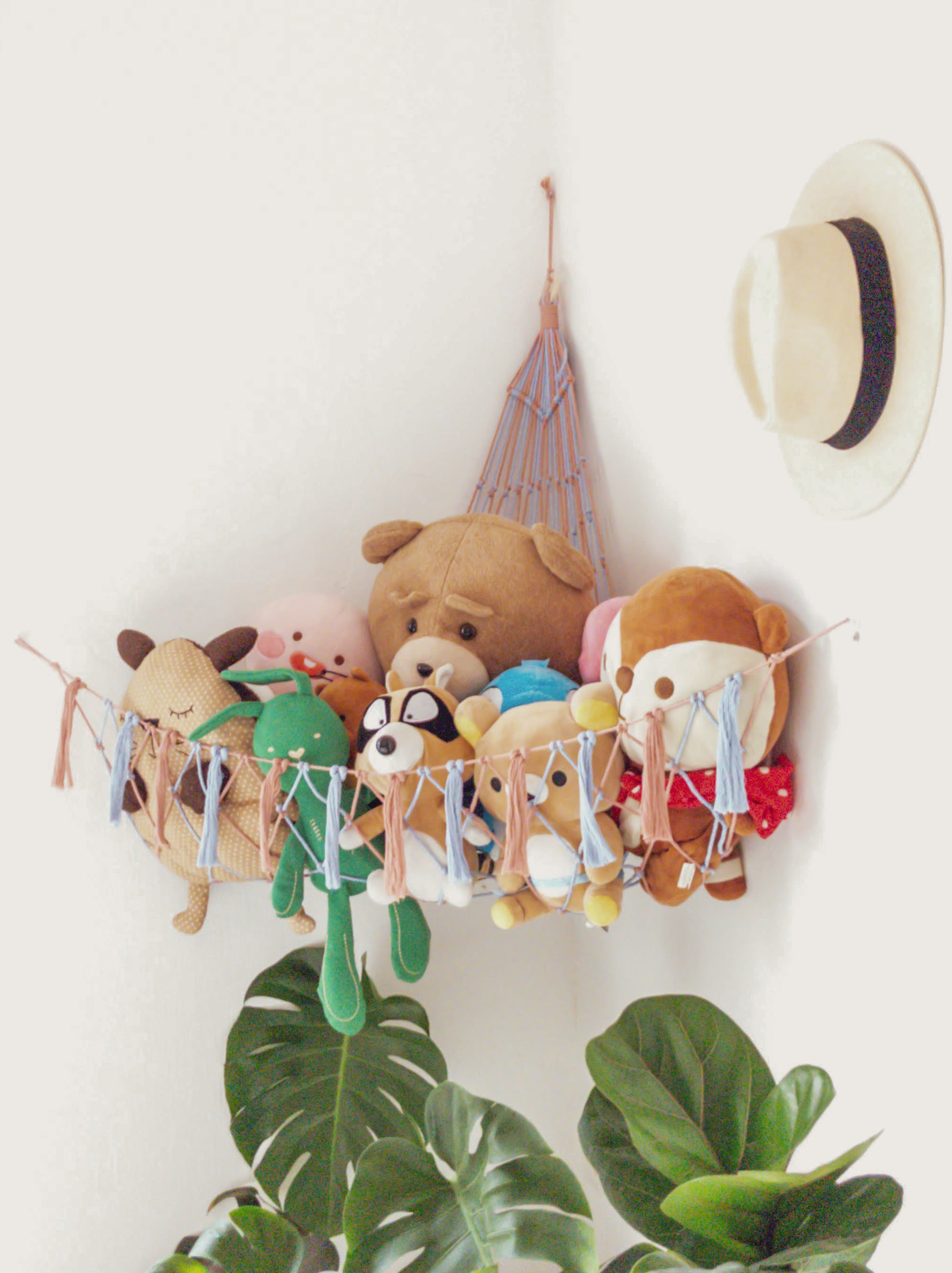 Macrame Toy Storage Hammock for Boho Nursery Decor H20