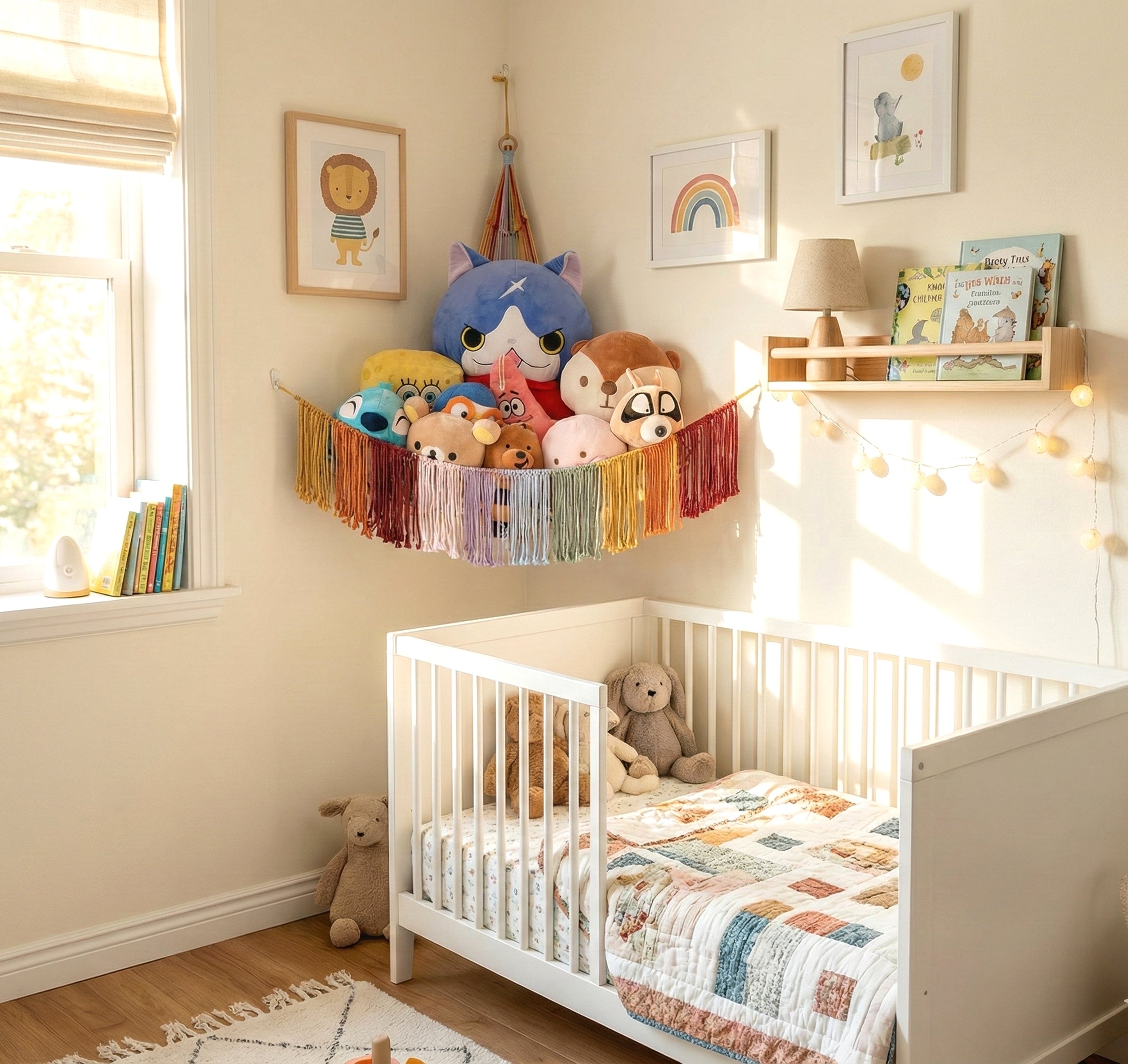 Macrame Toy Storage Hammock macrame cord for stuffed animal storage H26