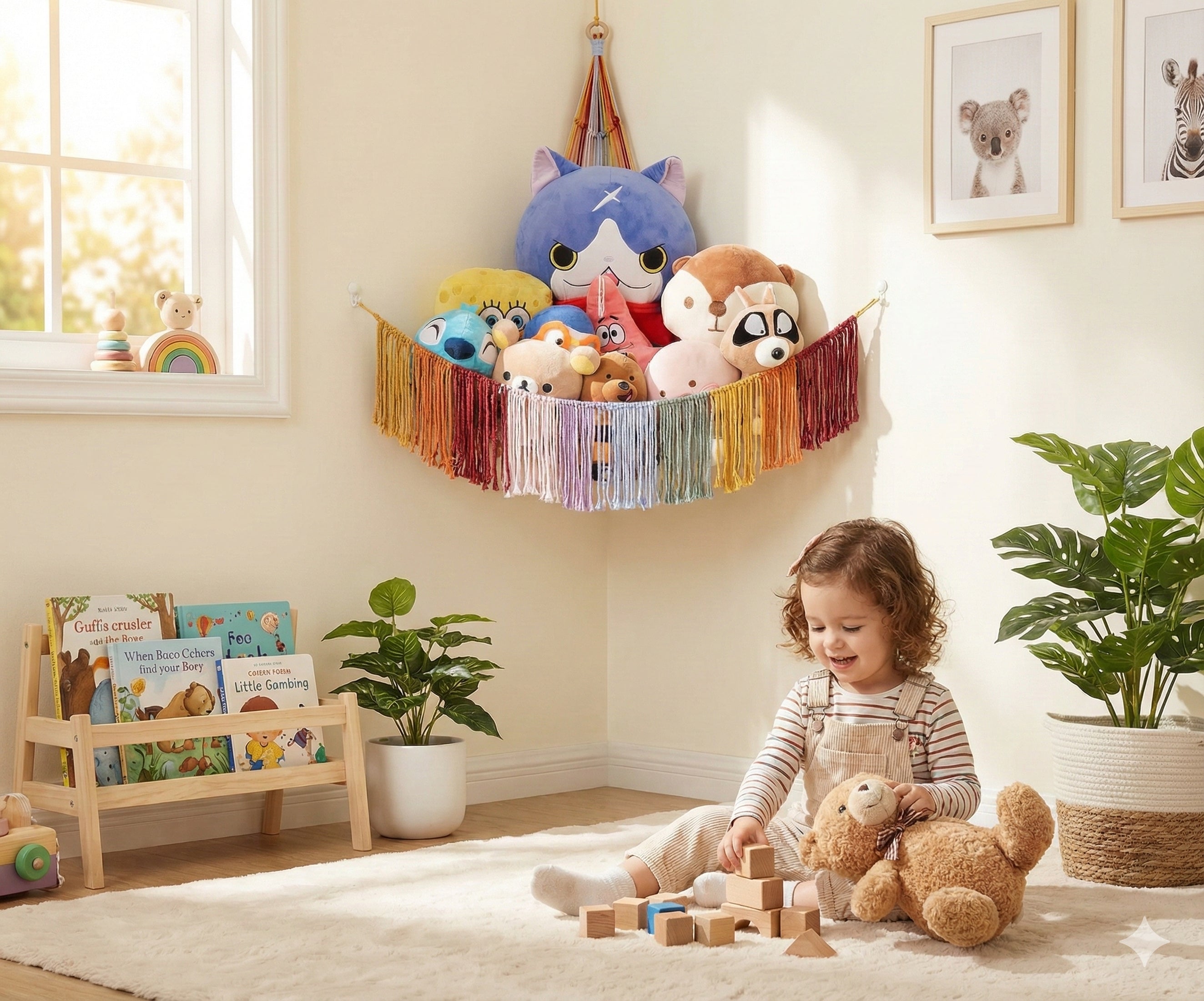 Macrame Toy Storage Hammock for toy hammock wall organizer H26