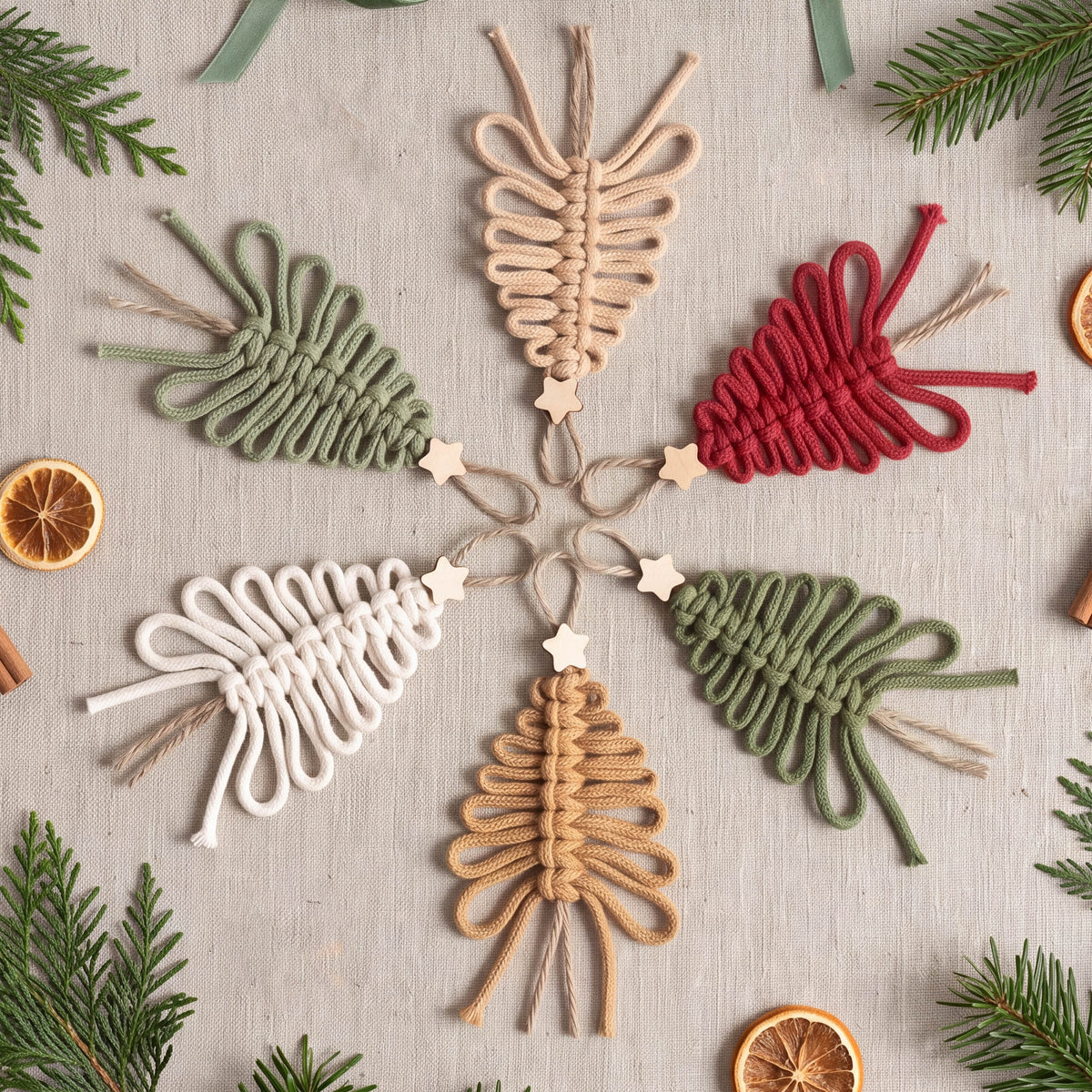 SET Boho Macrame Christmas Tree Hanging Ornament for Holidays X71