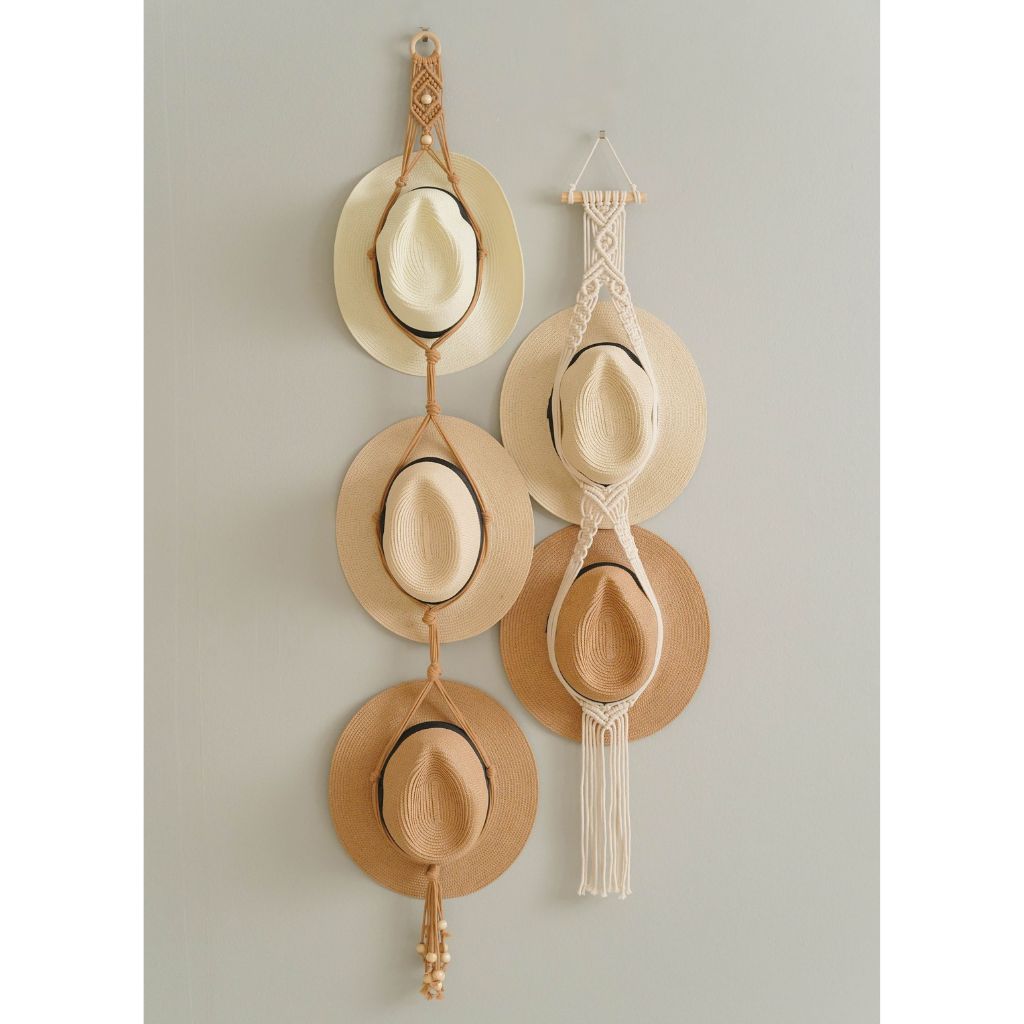 Macrame Hat Holder for Unique Hat Storage