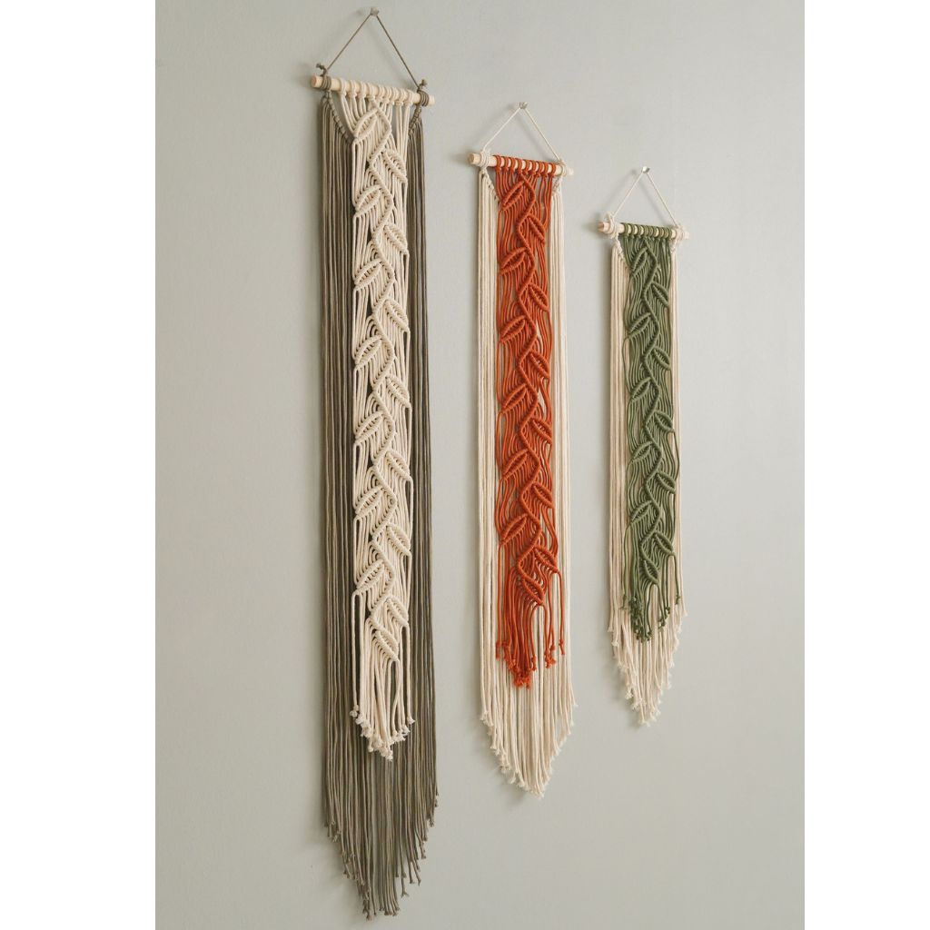 Macrame Vine Leaf Wall Hanging for Tropical Boho Home Decor