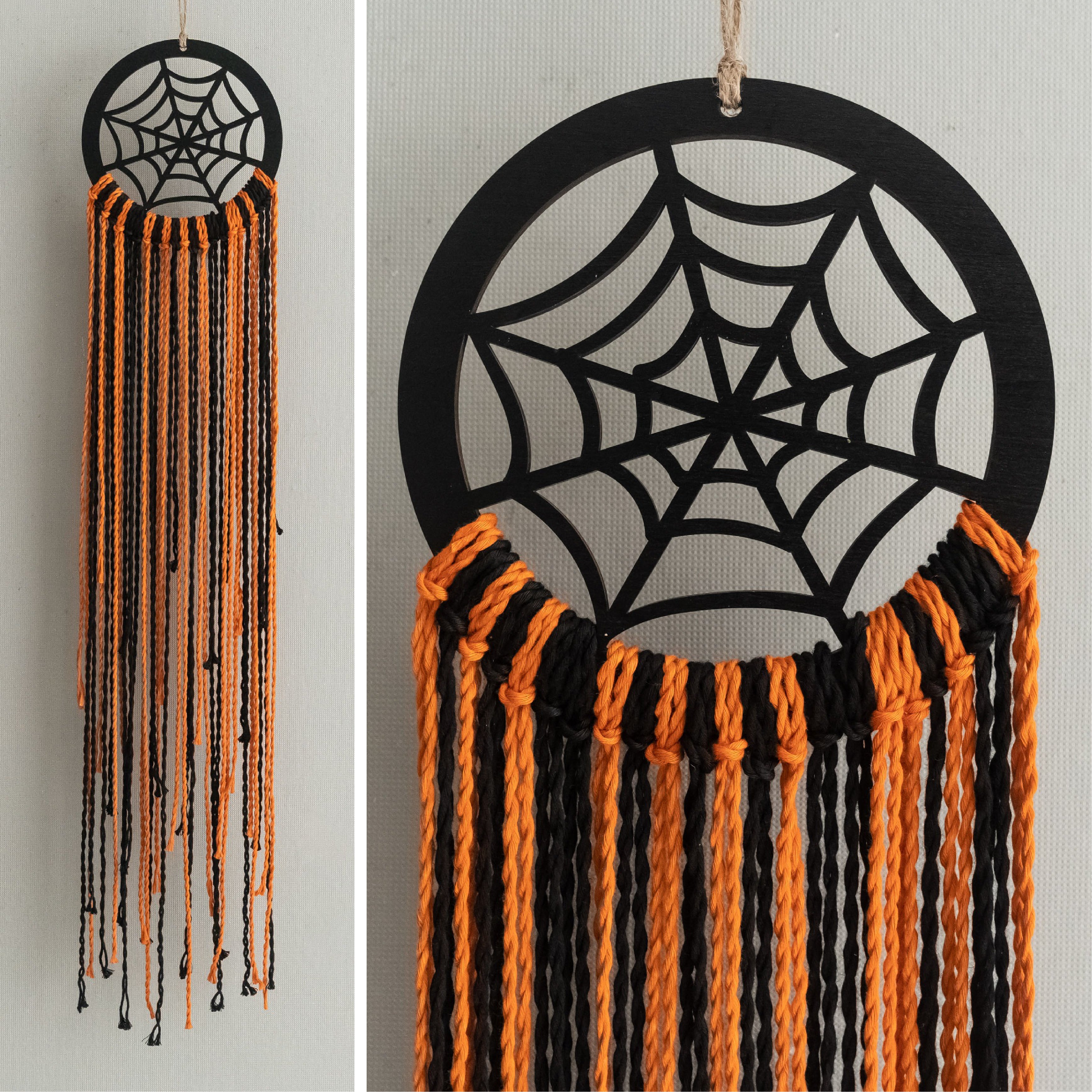Halloween Macrame Spiderweb Wall Hanging for Spooky Wall Decor U15