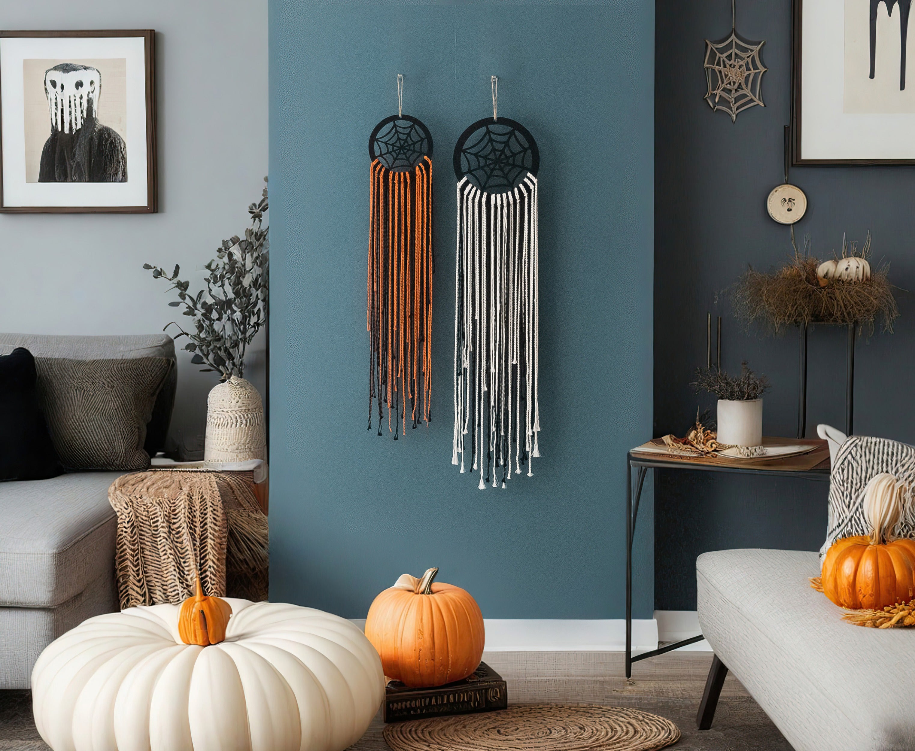 Halloween Macrame Spiderweb Wall Hanging for Halloween Decor U15