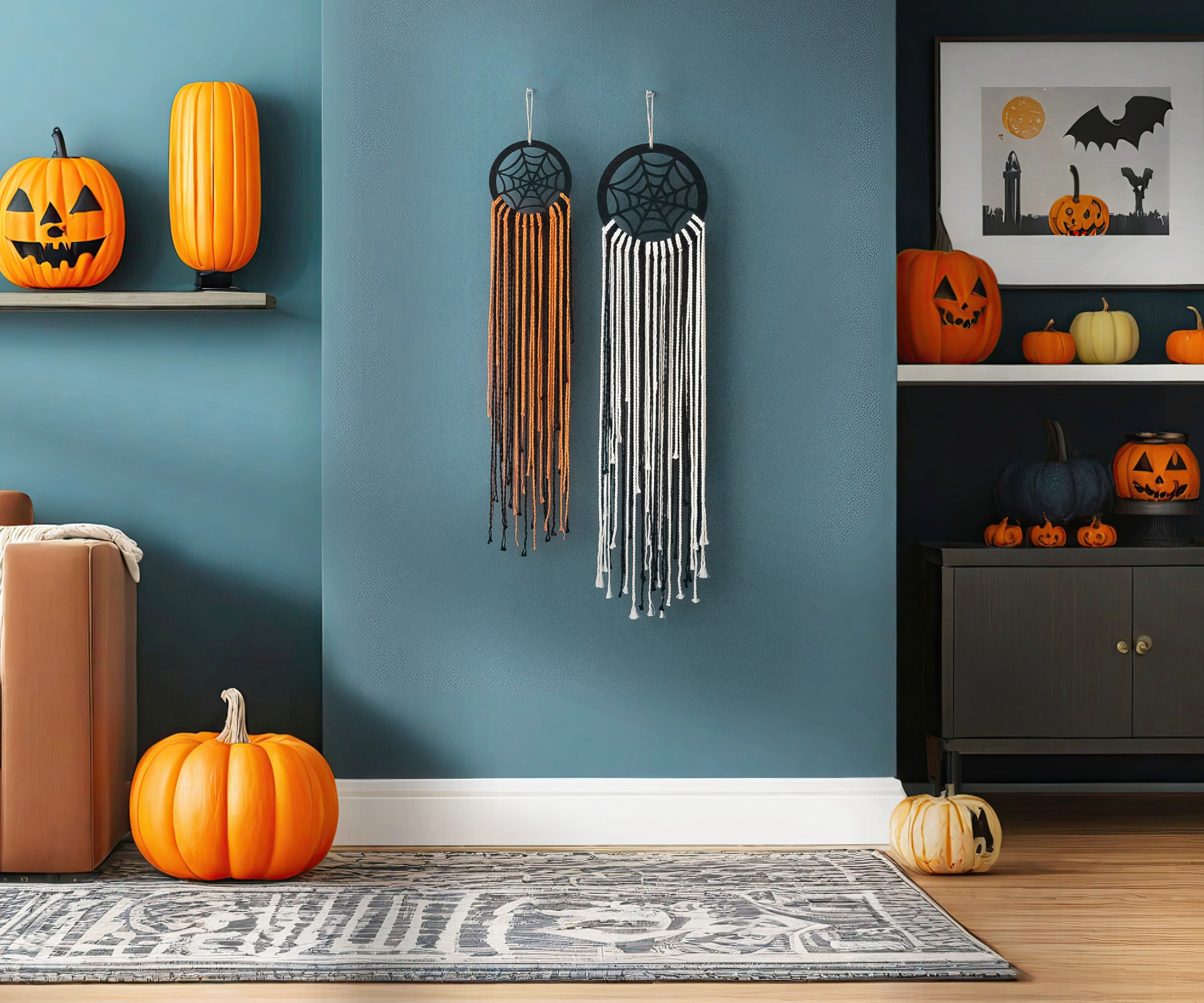 Halloween Macrame Spiderweb Wall Hanging for Halloween Decor U15