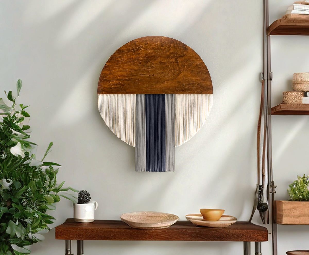 The Bloom Wall Hanging – Boho Cotton Fiber Art in Green V60