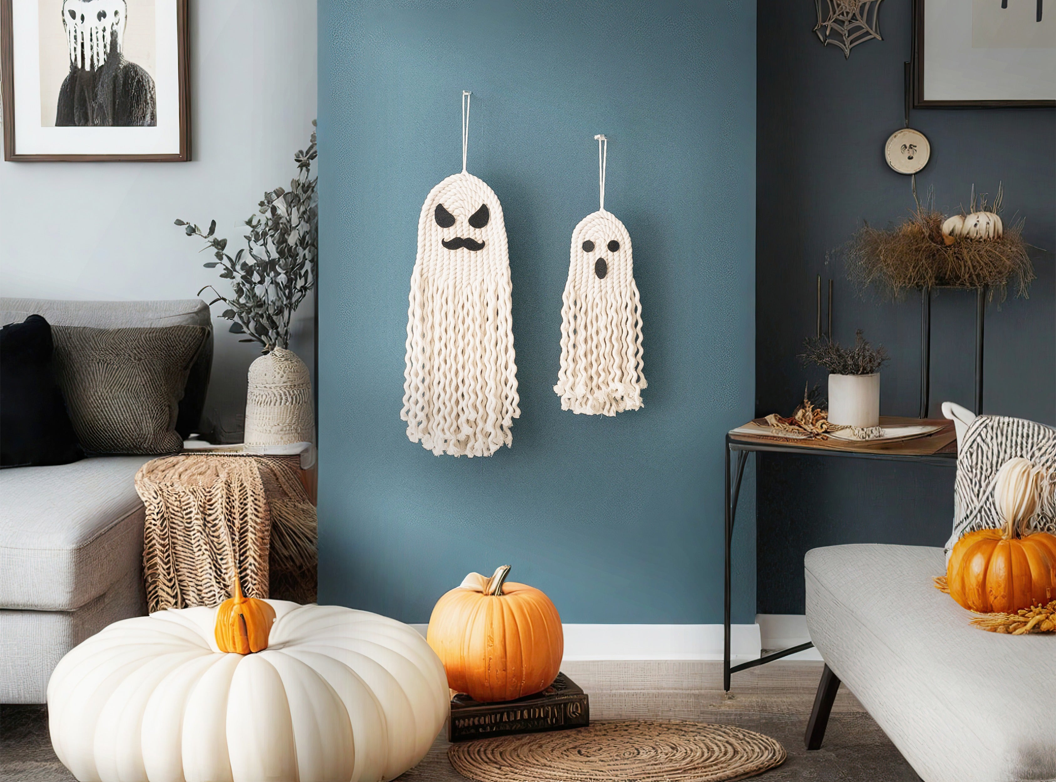 Macrame Ghost Halloween Decor – Spooky Cotton Wall Hanging V72