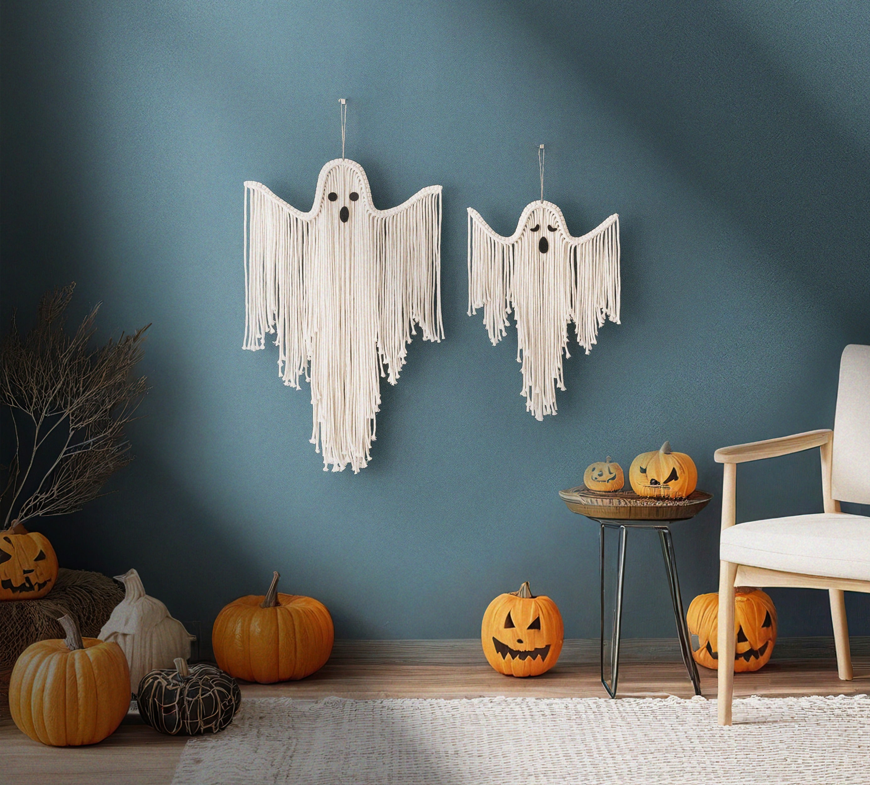 Macrame Ghost Halloween Decor macrame cord for Halloween wall decor V73