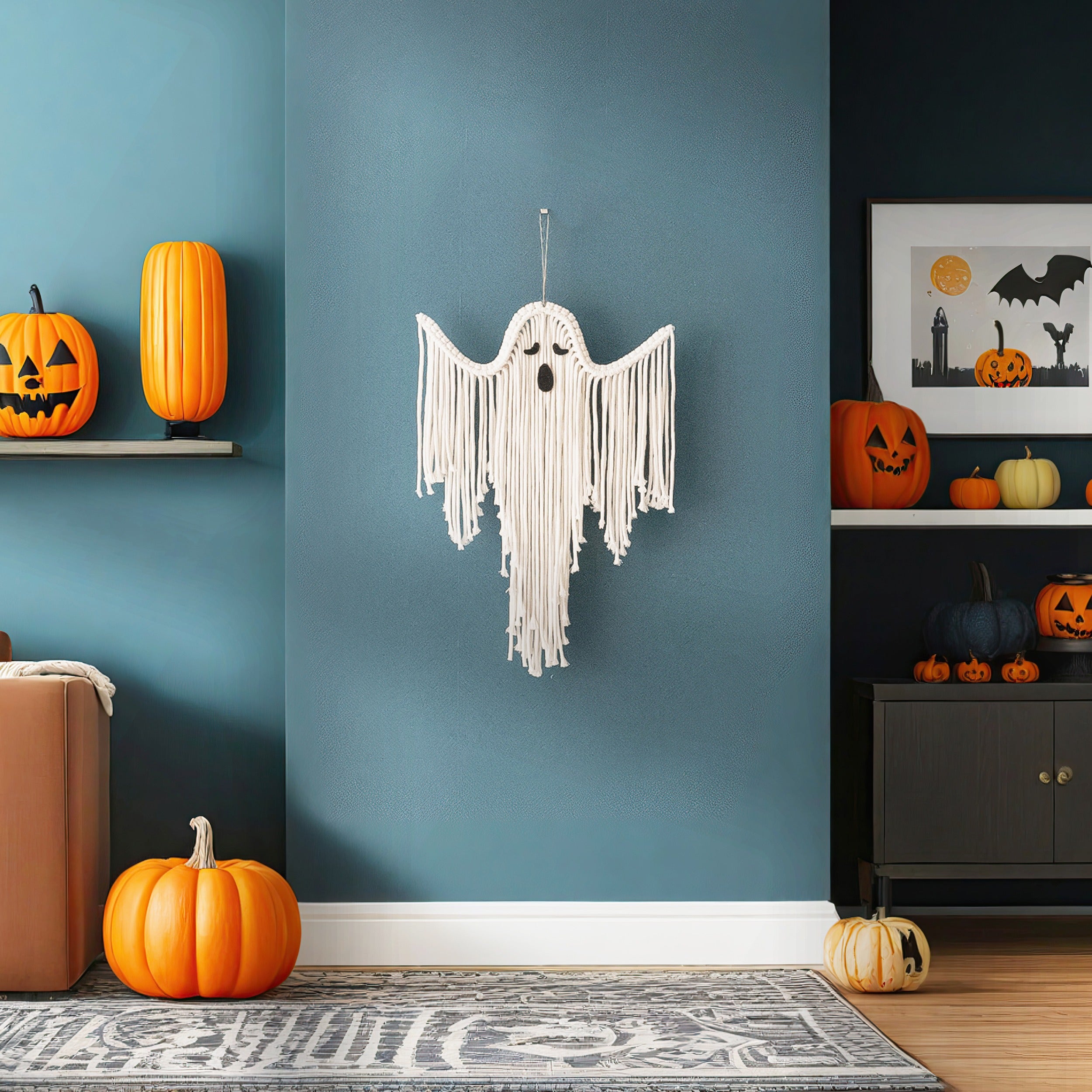 Macrame Ghost Halloween Decor macrame cord for Halloween wall decor V73