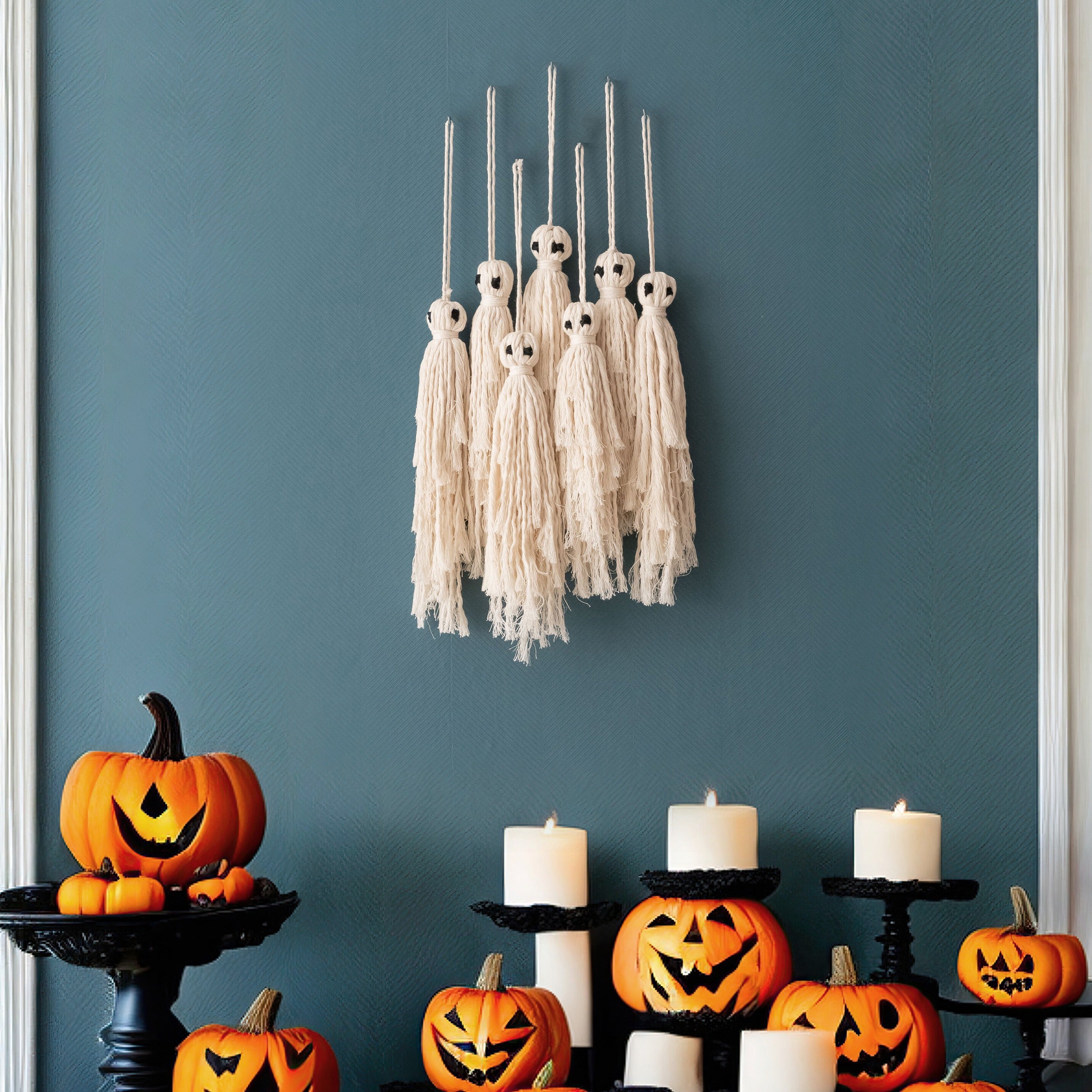 Macrame Ghost Halloween Decor for Halloween Wall Decor and Boho Style V82