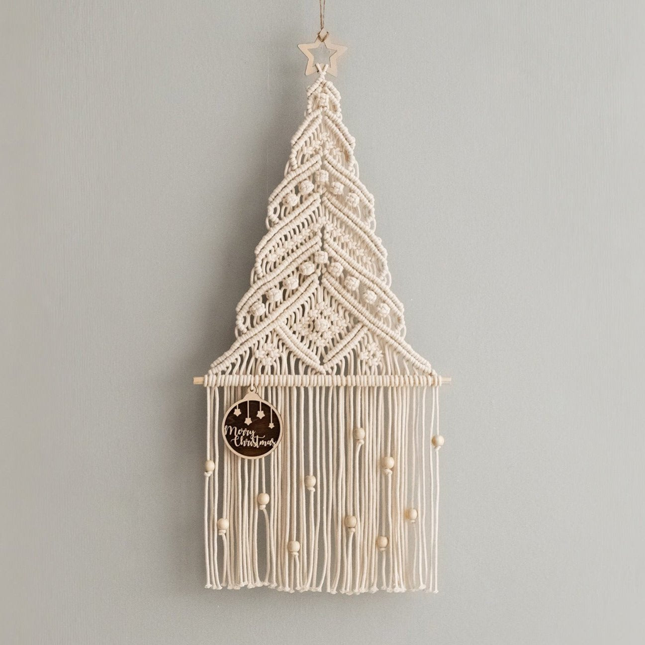 Árbol de Navidad de macramé para decoración de pared navideña estilo bohemio 